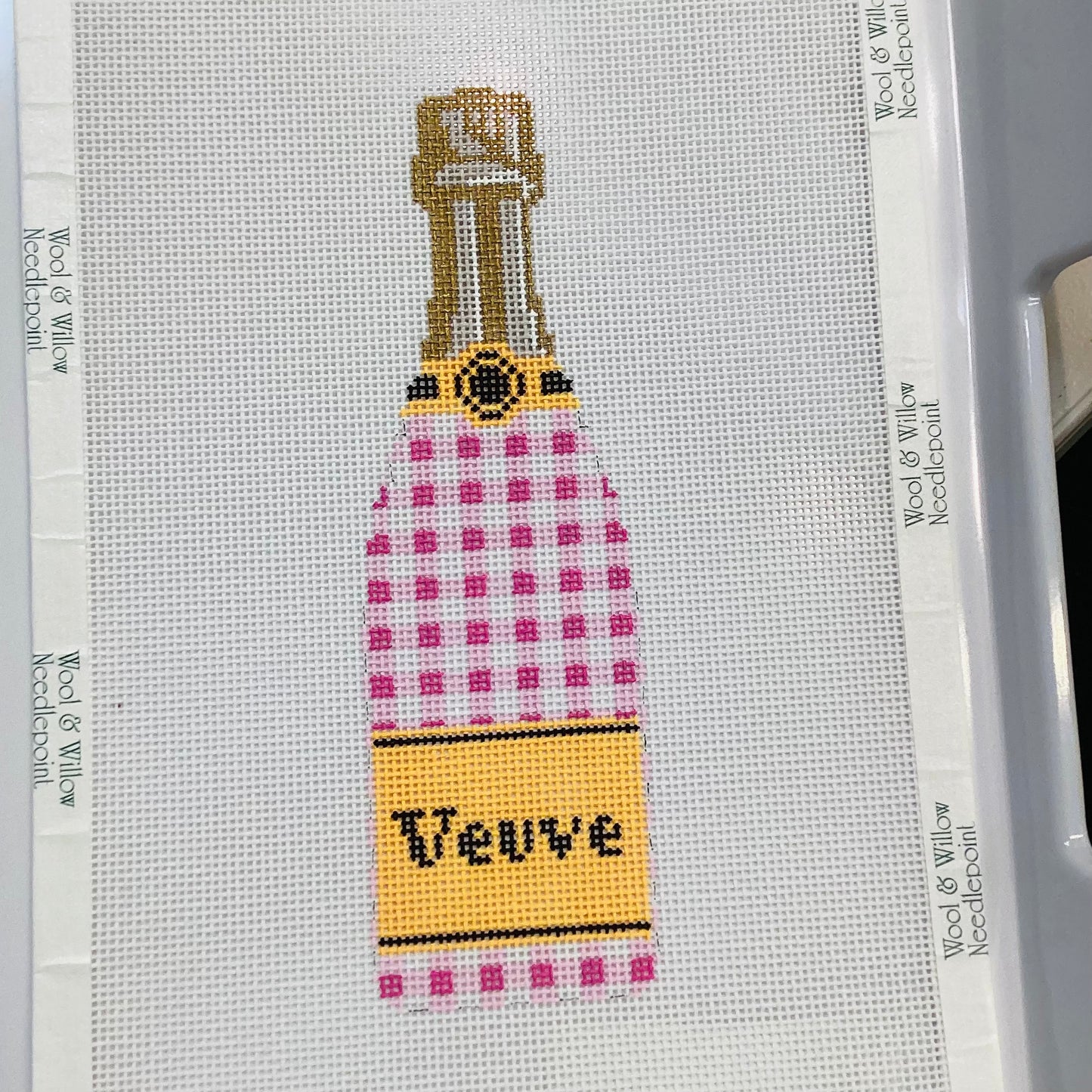 Veuve bottle-Pink and White Gingham