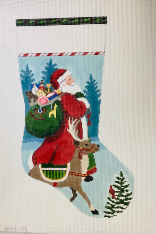 Tasseled Santa & Reindeer Stocking