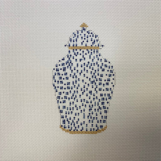 French Dots Ginger Jar - Navy