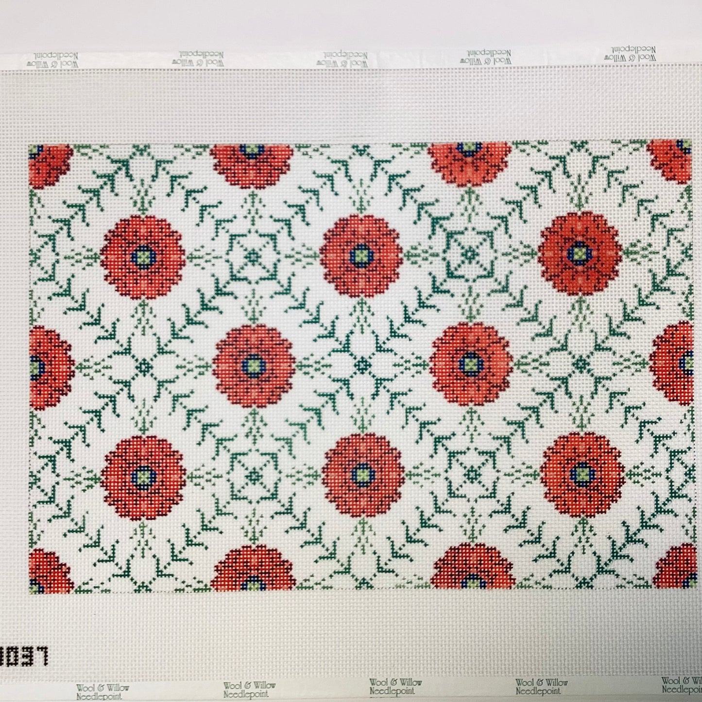 Red Poppy Lattice Pillow