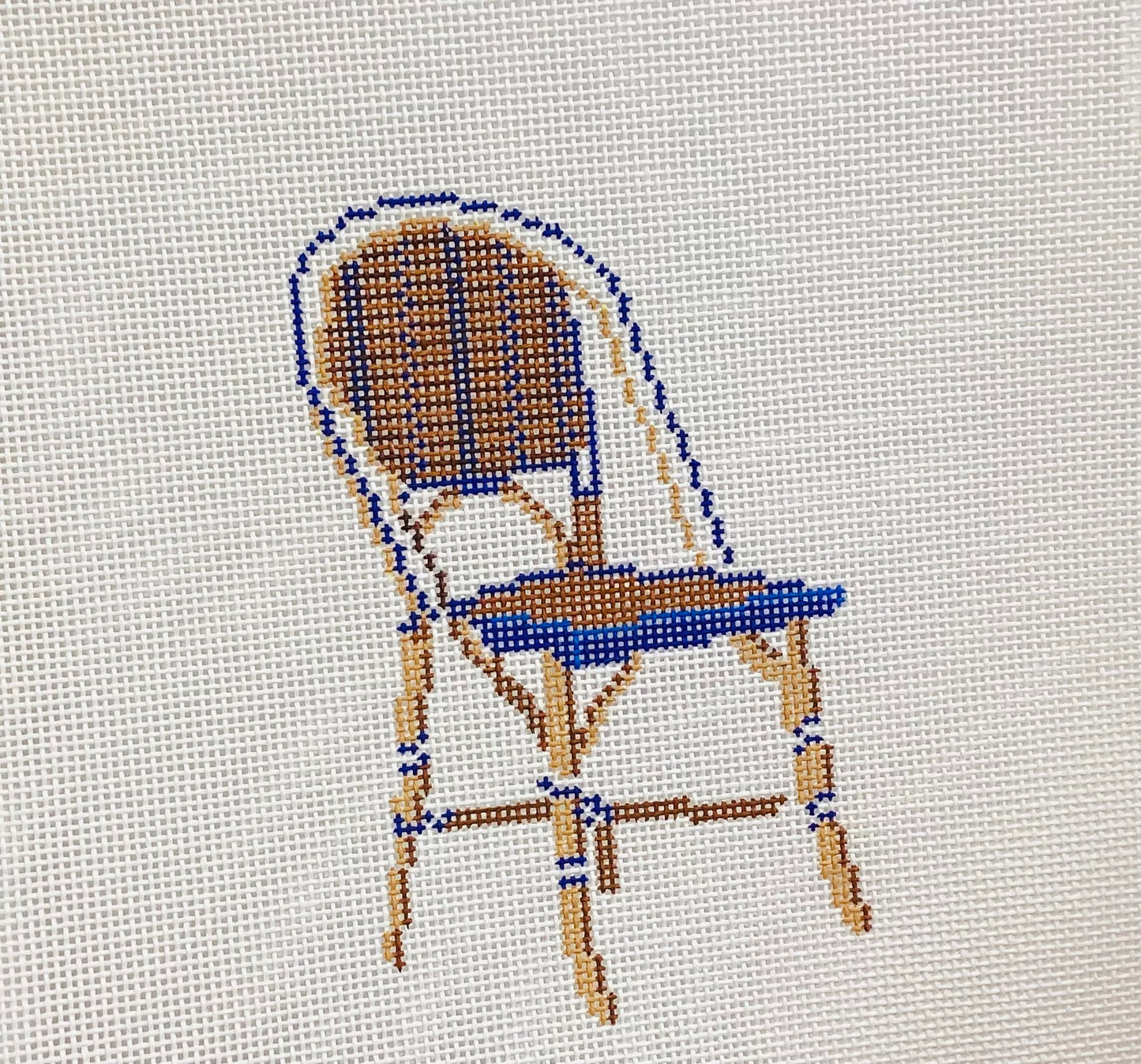 Bistro Chair Navy/Wood Needlepoint