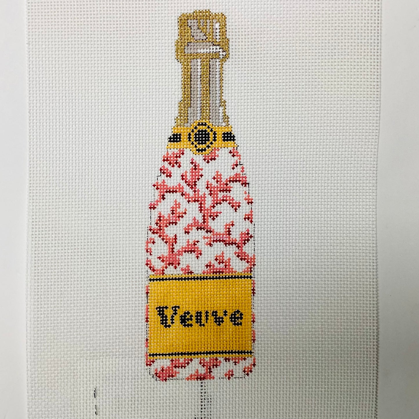 Veuve bottle- Coral Needlepoint Canvas