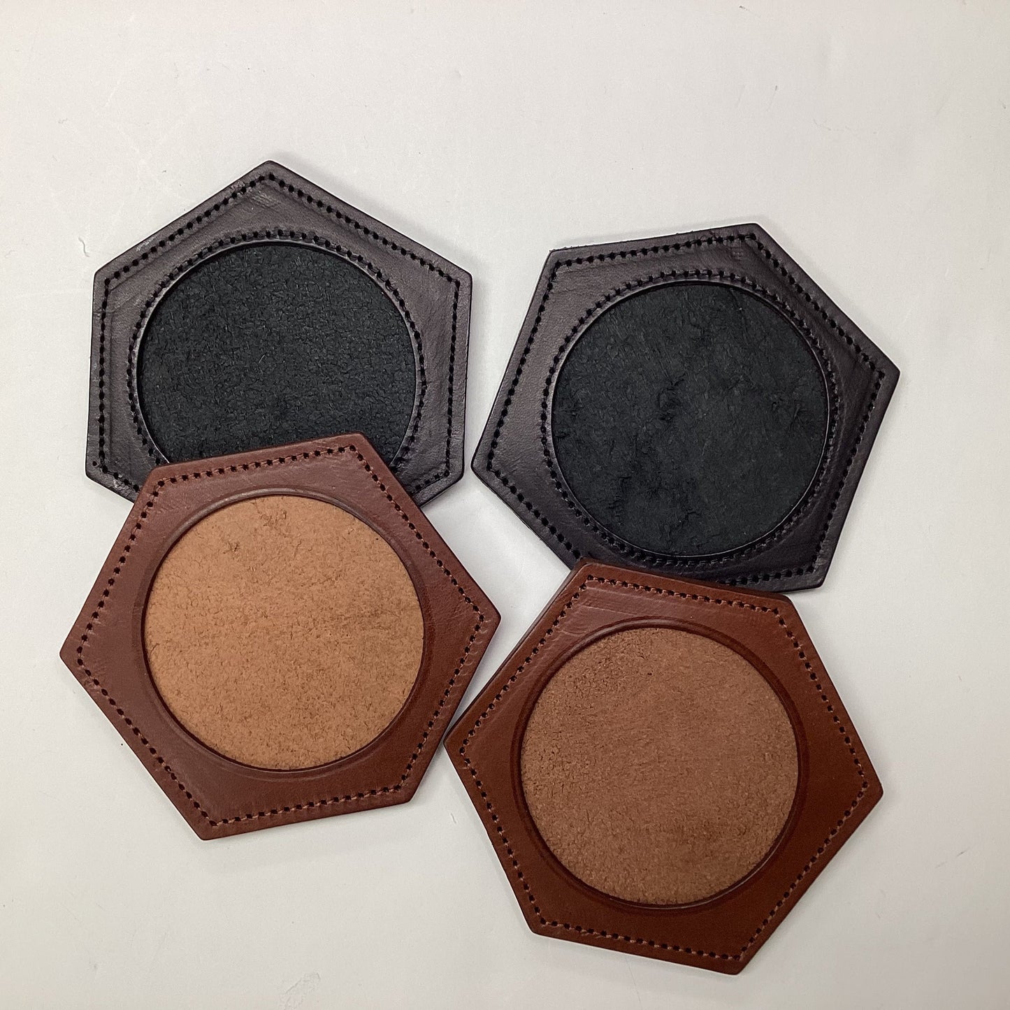 Hexagon Leather Coaster