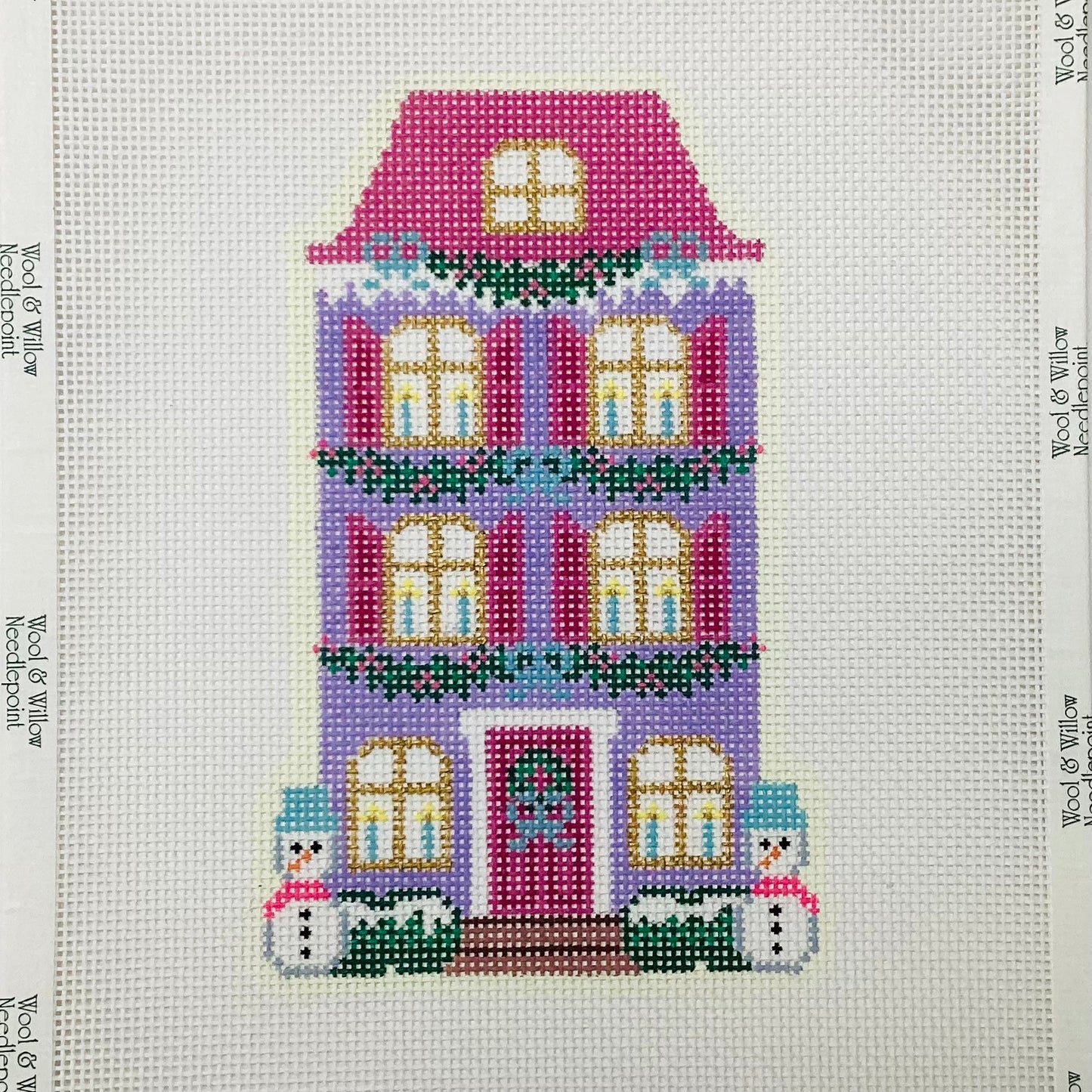 Christmas Village Purple Row House