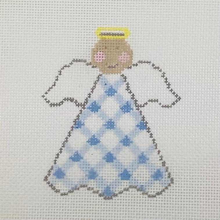 Blue Gingham Pottery Angel