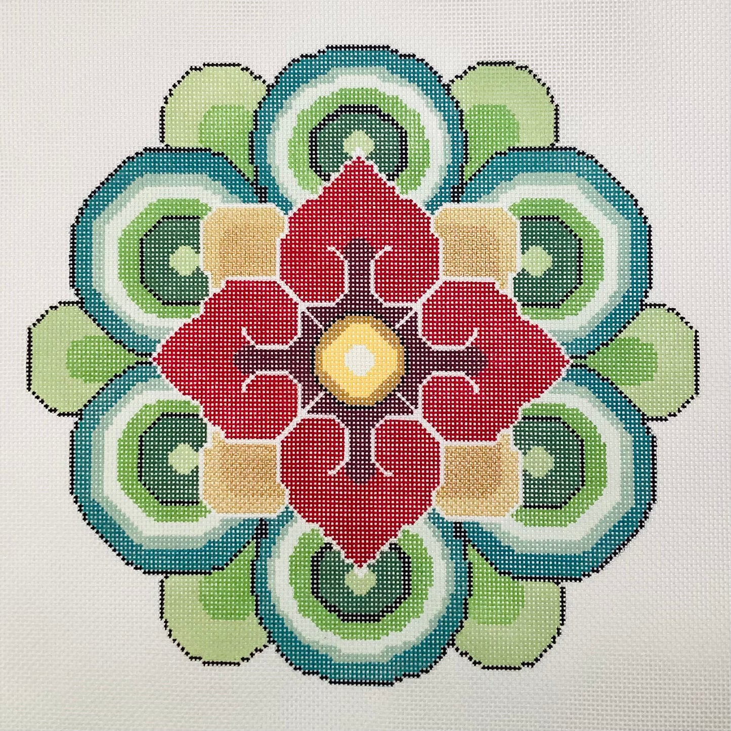 Mandala Flower - Red/Gold