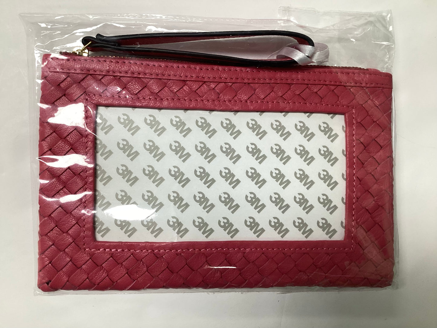 Leather Woven Clutch - for insert - HotPink