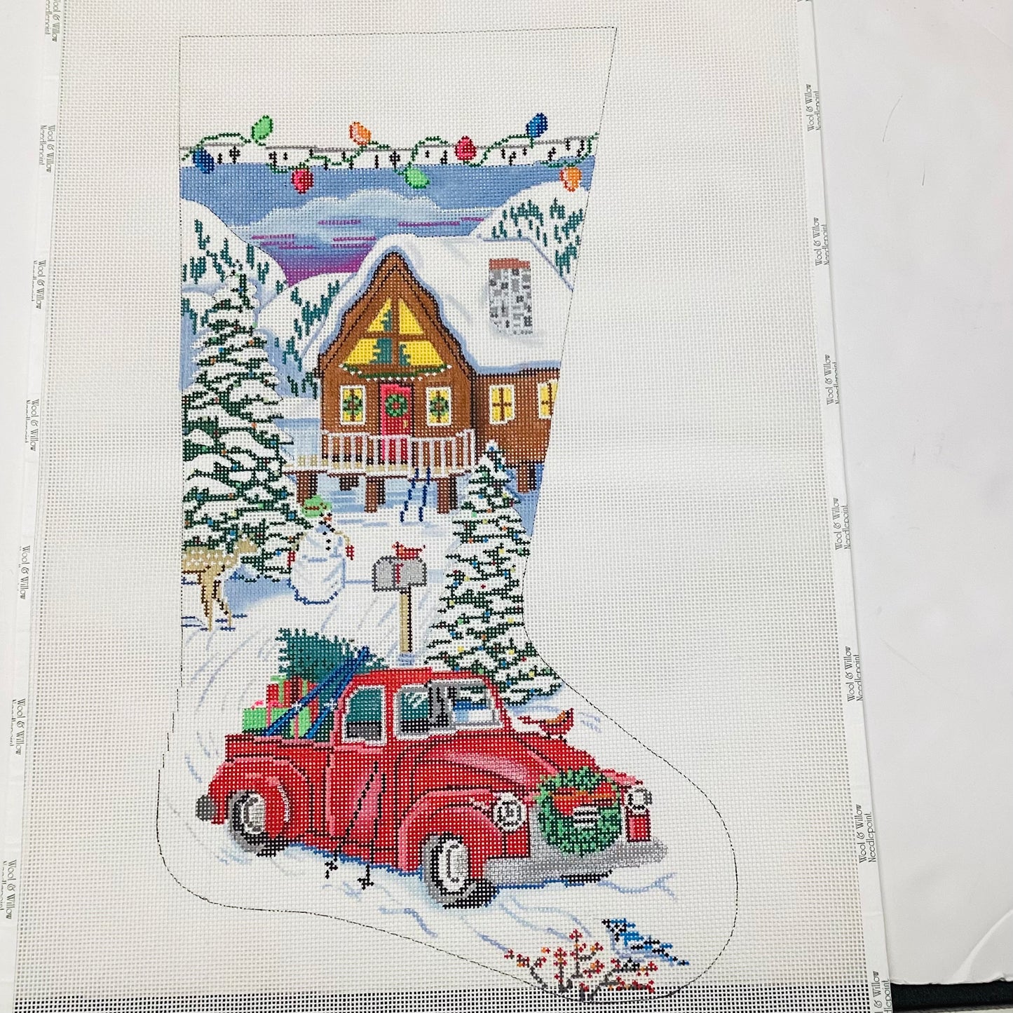 Red Truck and Ski Lodge Stocking