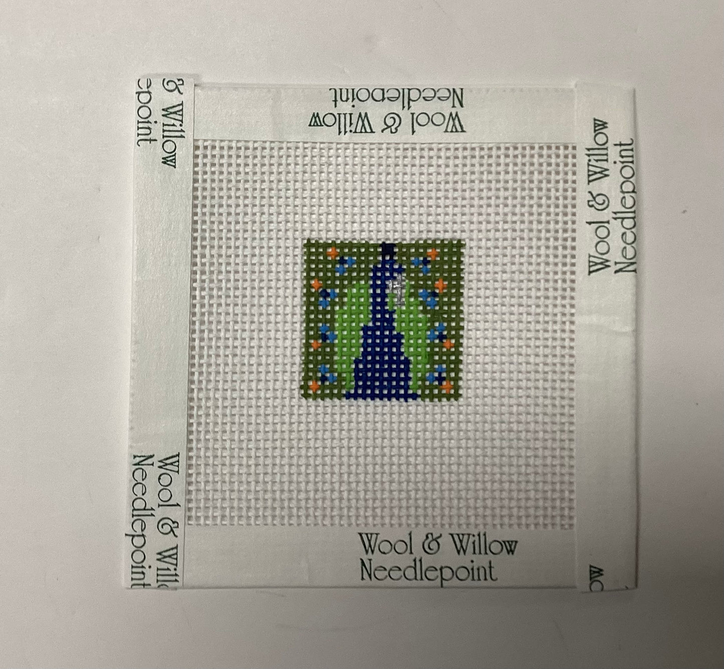 Peacock 1 inch square Needlepoint
