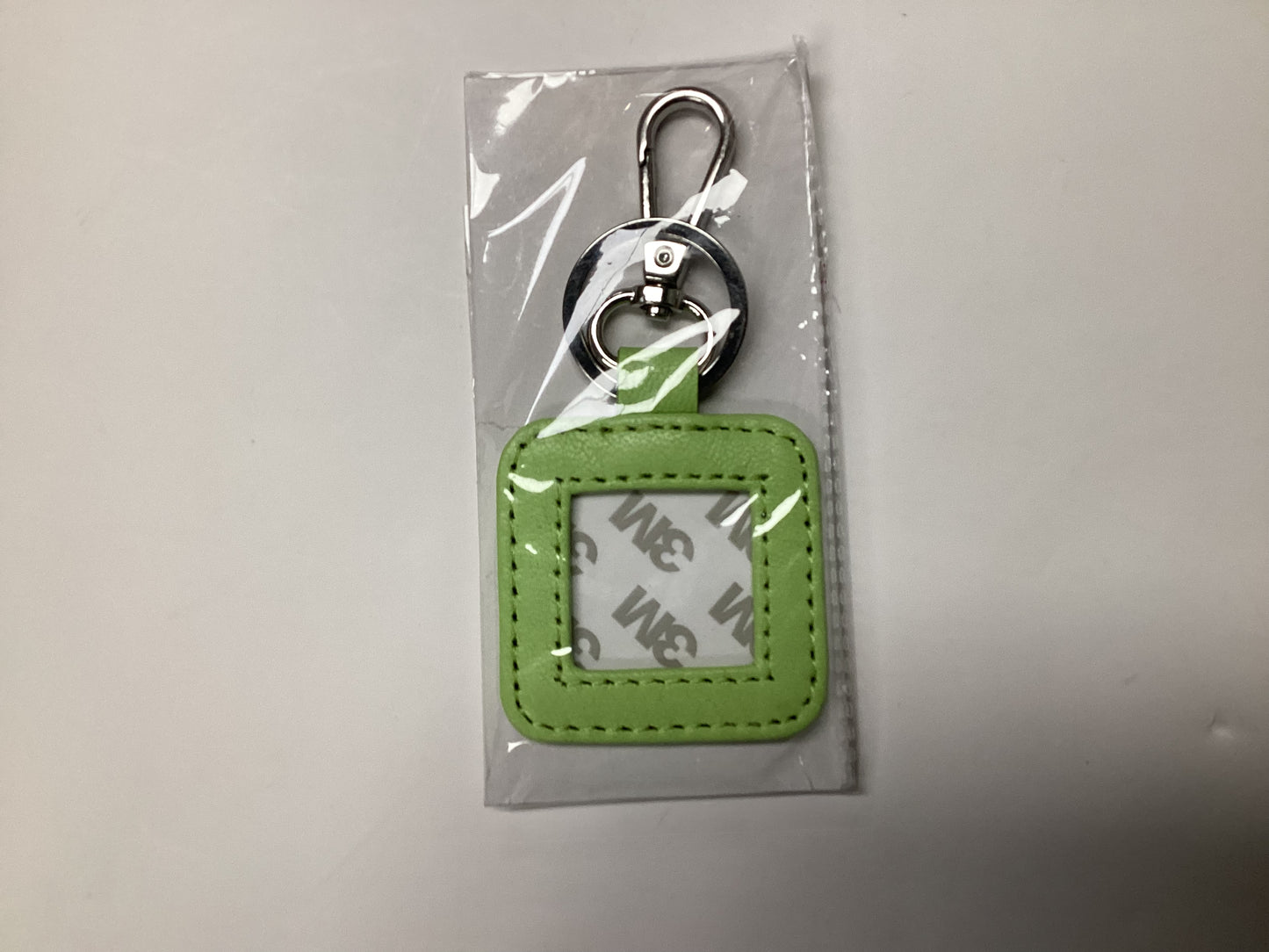 Green Leather Square Key Fob
