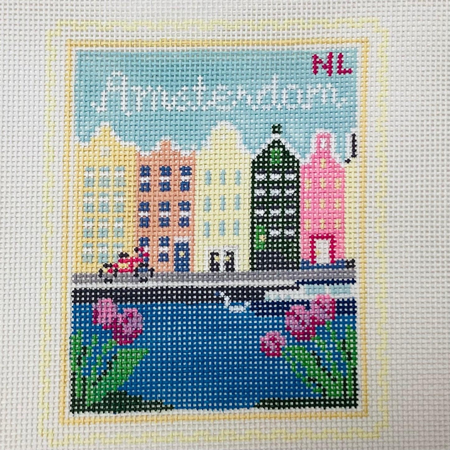 Amsterdam Stamp Needlepoint Canvas