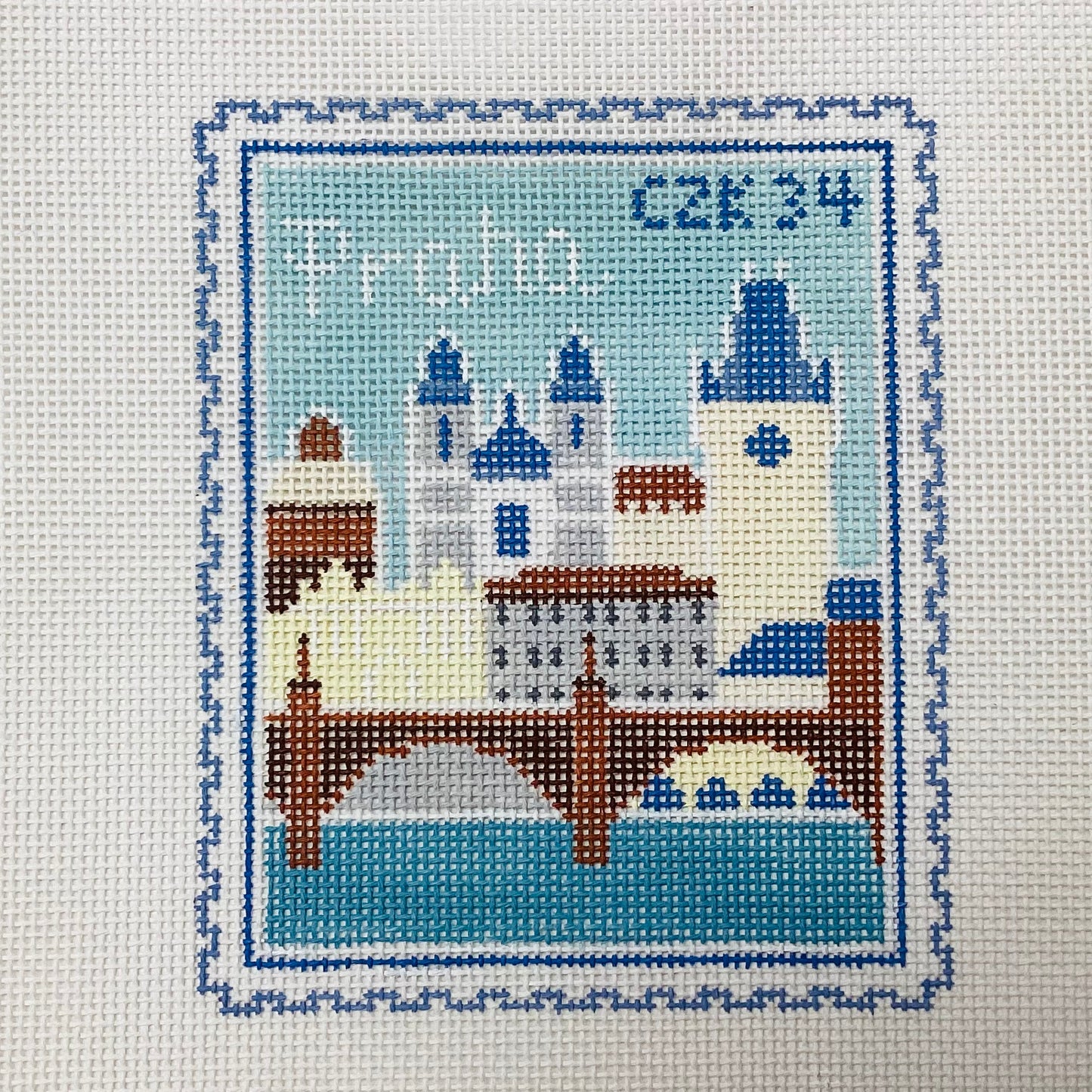 Prague Stamp Needlepoint Canvas