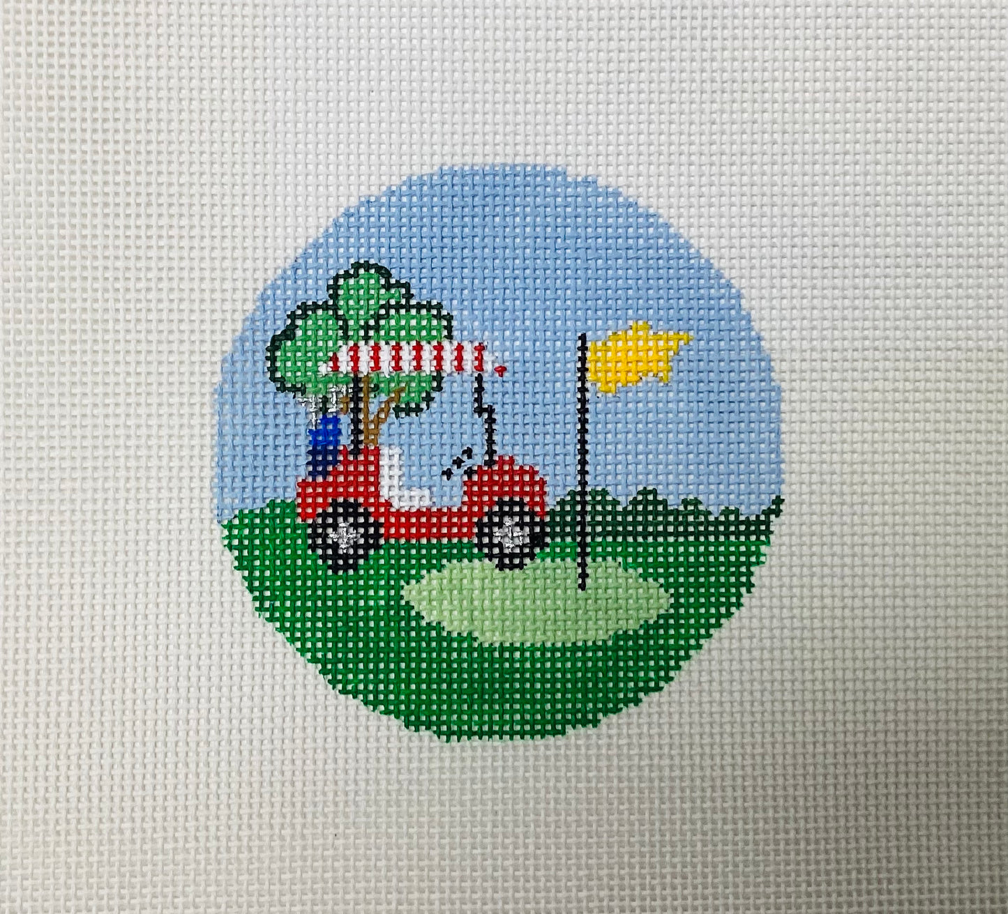 Golf Cart with yellow flag