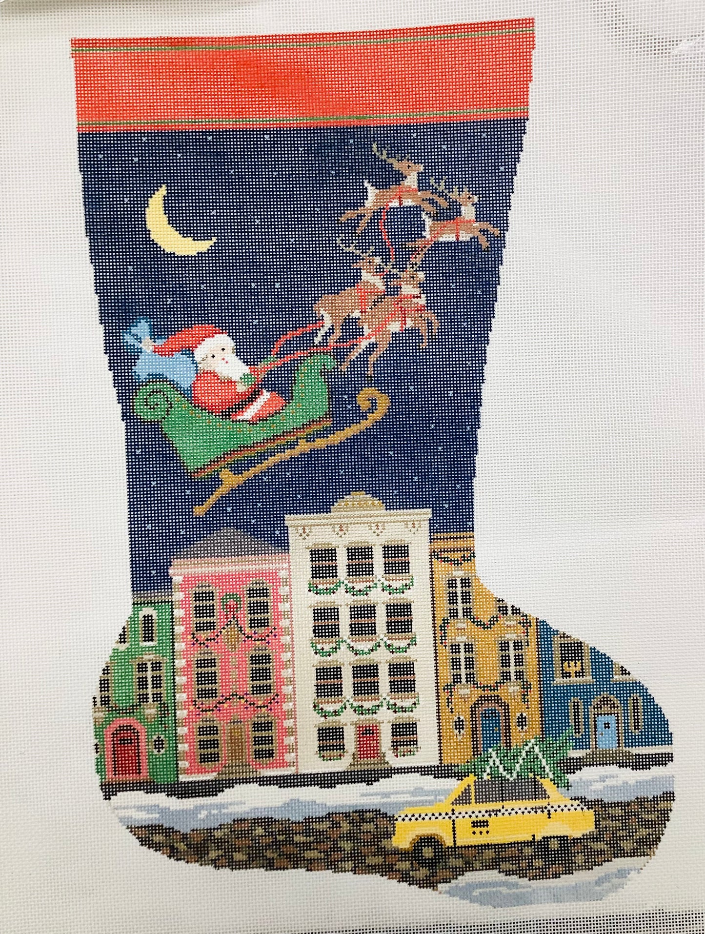 Santa in Flight over NYC Stocking