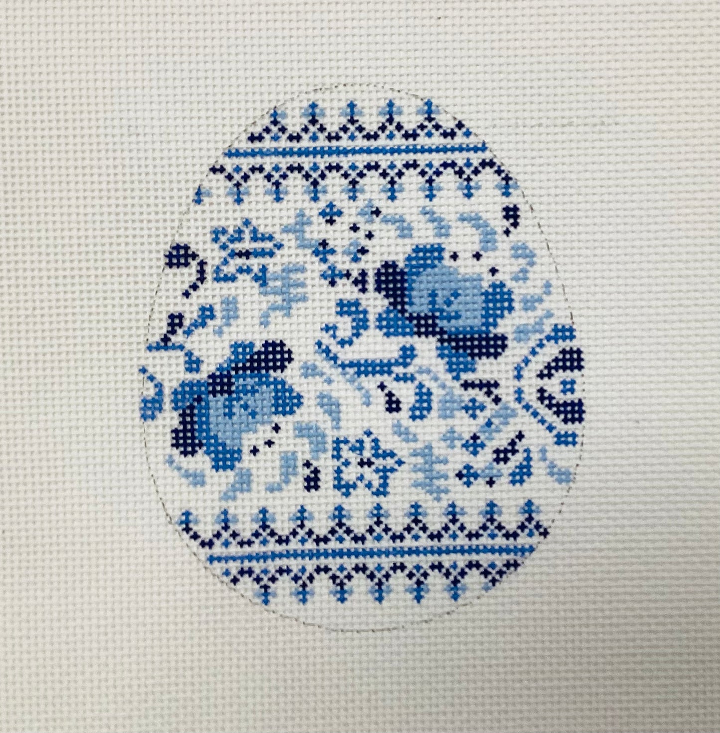 Blue Chinoiserie Egg Needlepoint