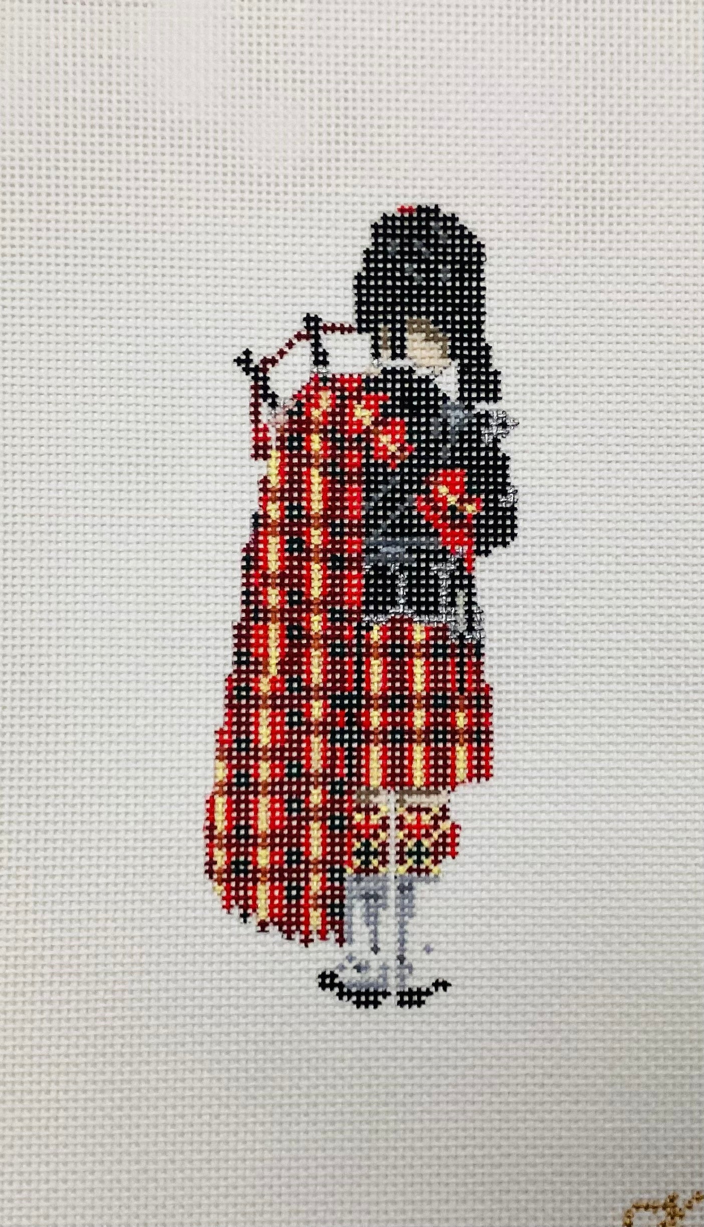 Bagpiper Front and Back Needlepoint
