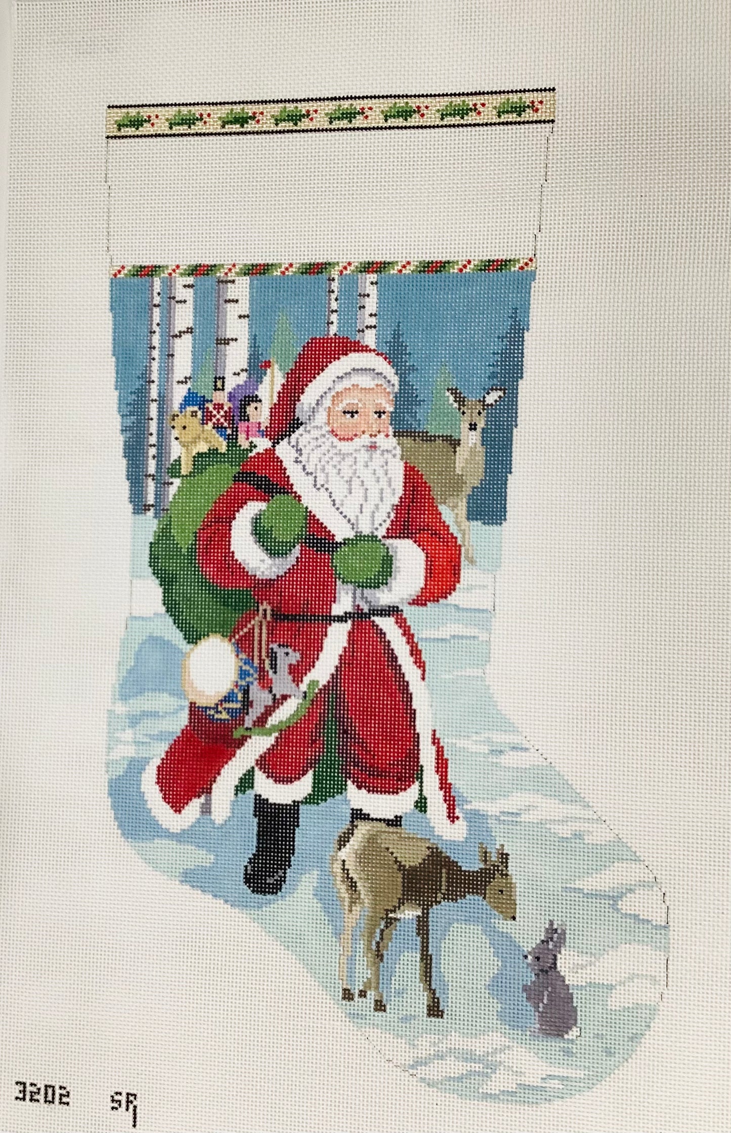 Santa with Deer Stocking