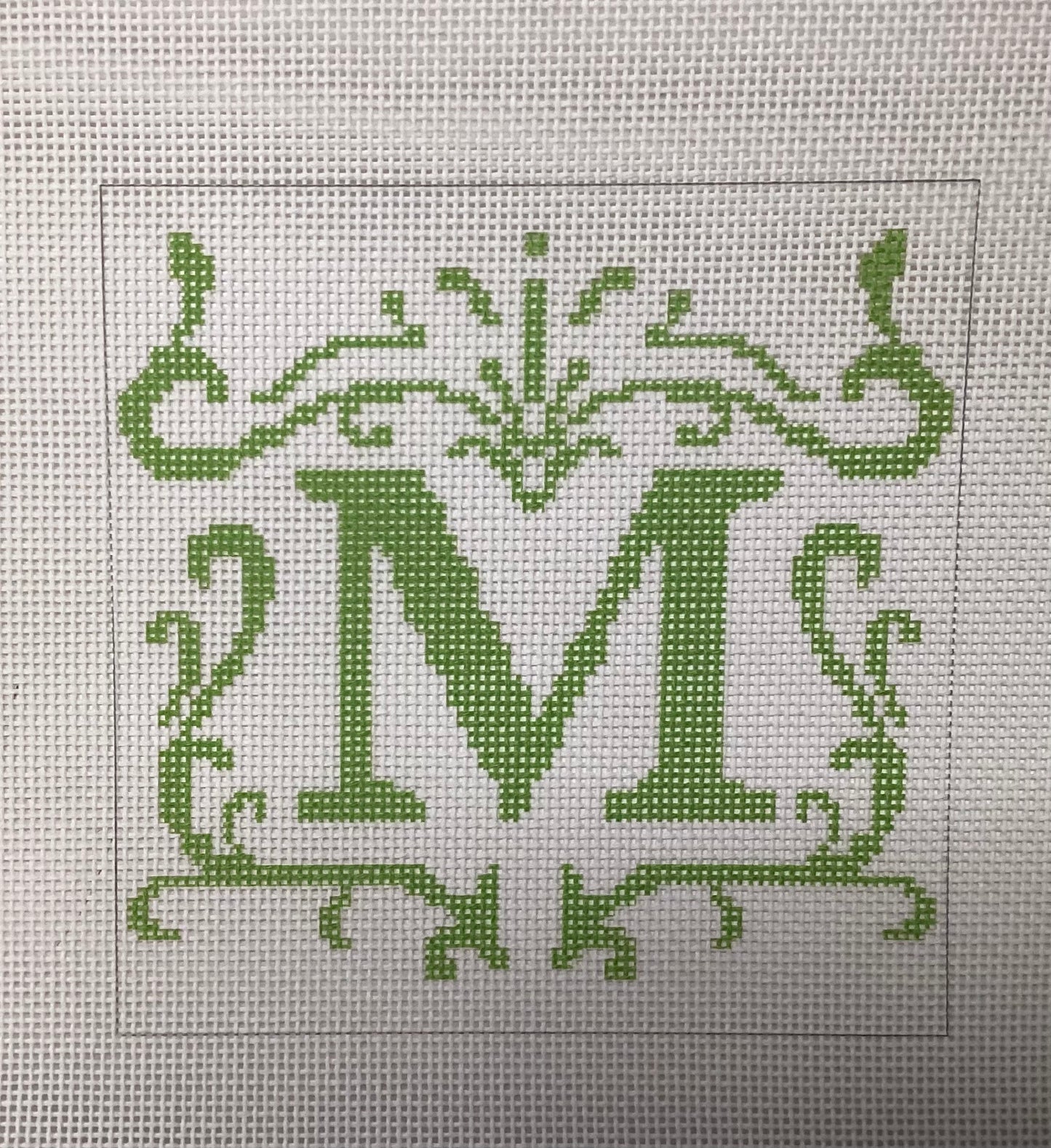 Letter M Filigree - green