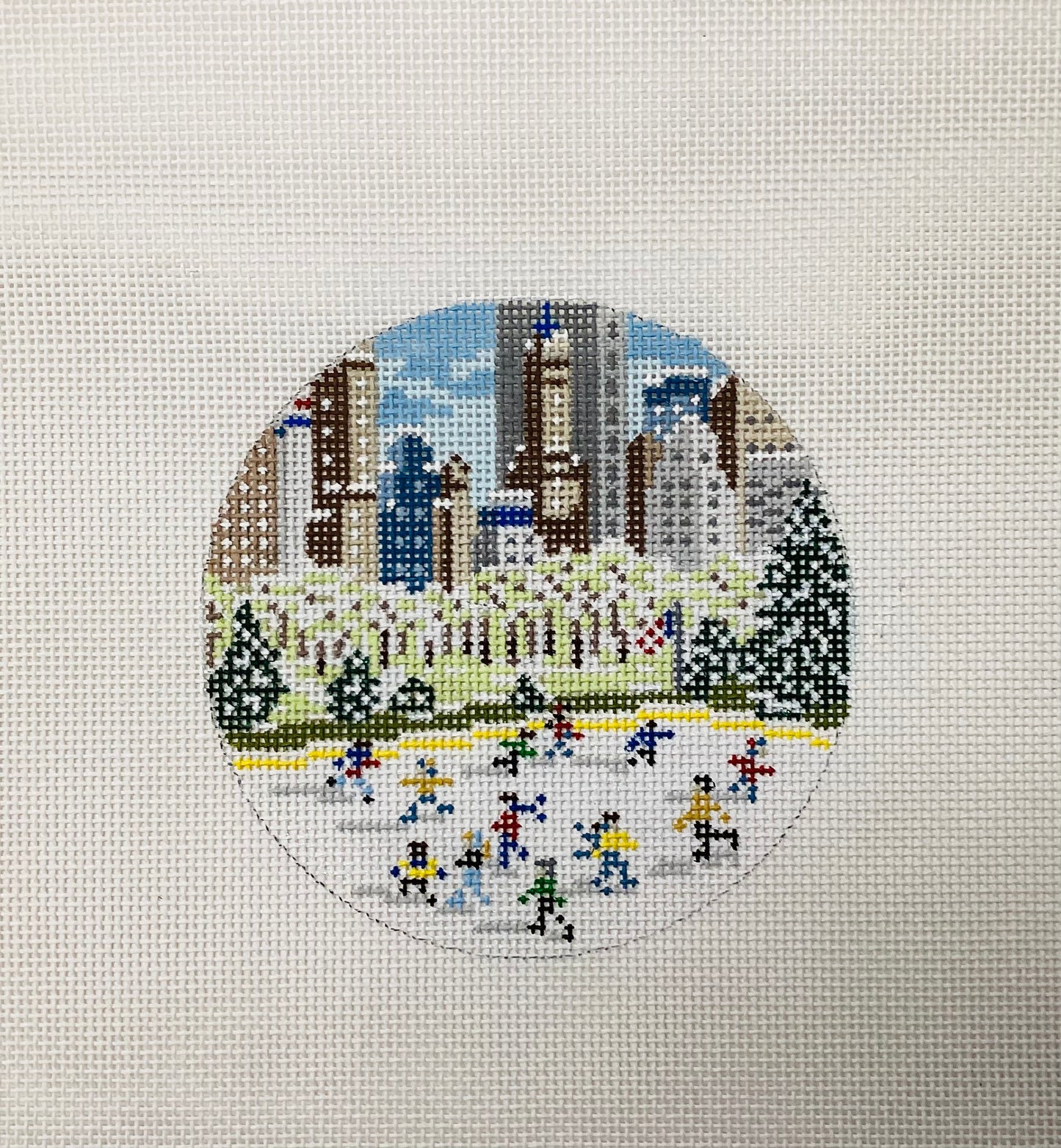 City Ice Skate Ornament Needlepoint Canvas