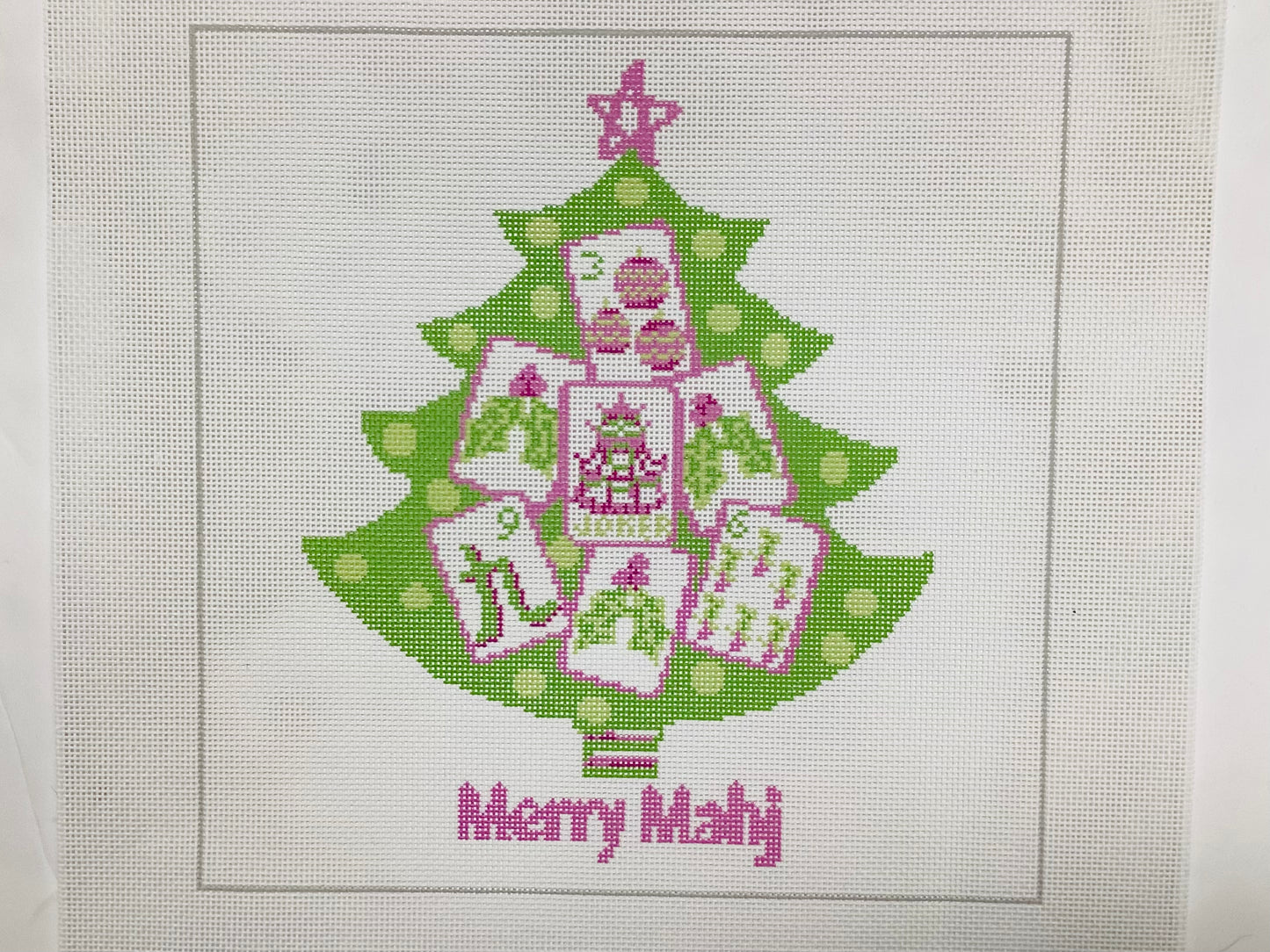 Merry Mahjong Tree Needlepoint Canvas