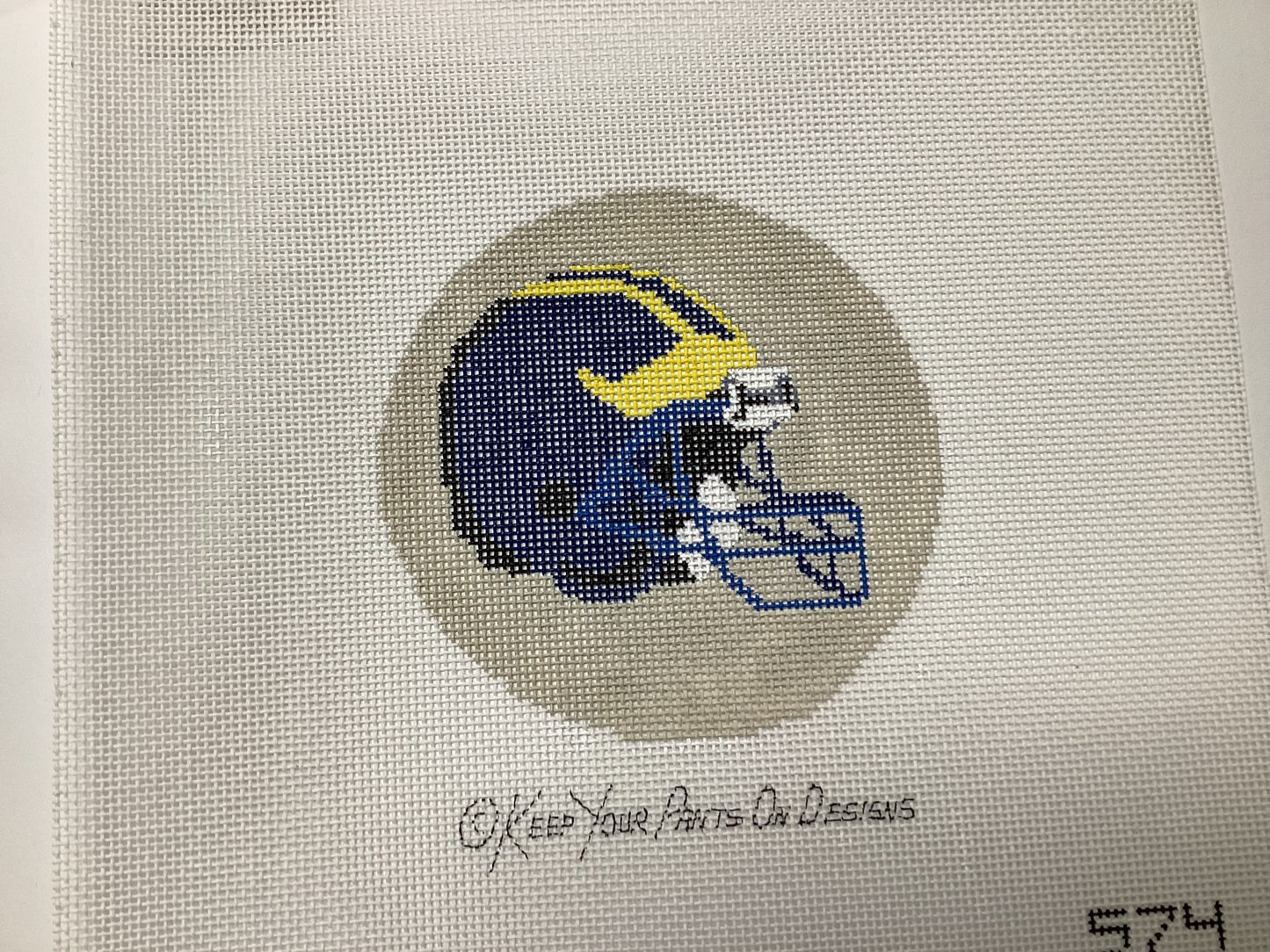 Michigan Football Helmet Round Needlepoint