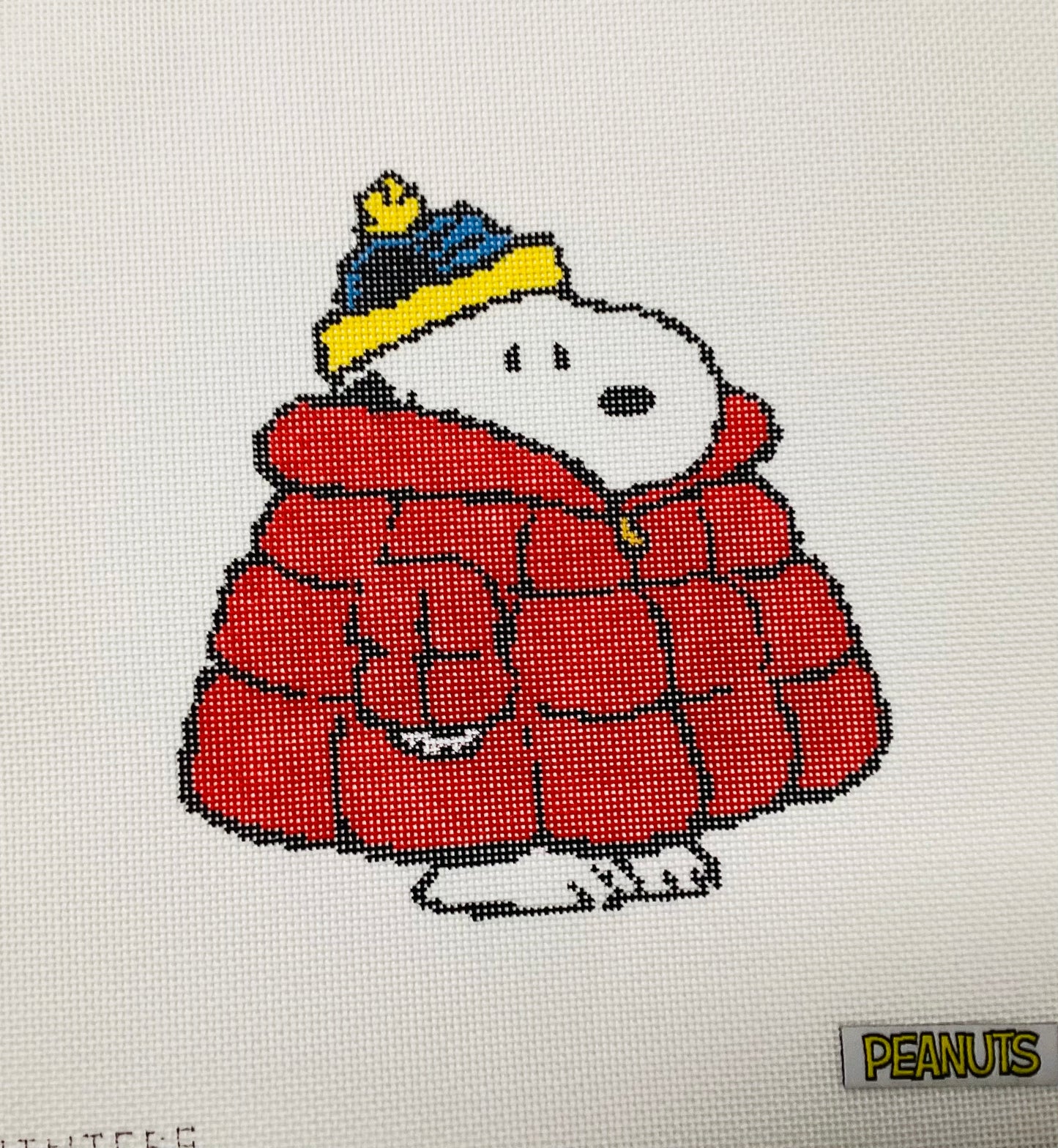 Peanuts Winter - Snoopy in Puffer Coat Needlepoint Canvas