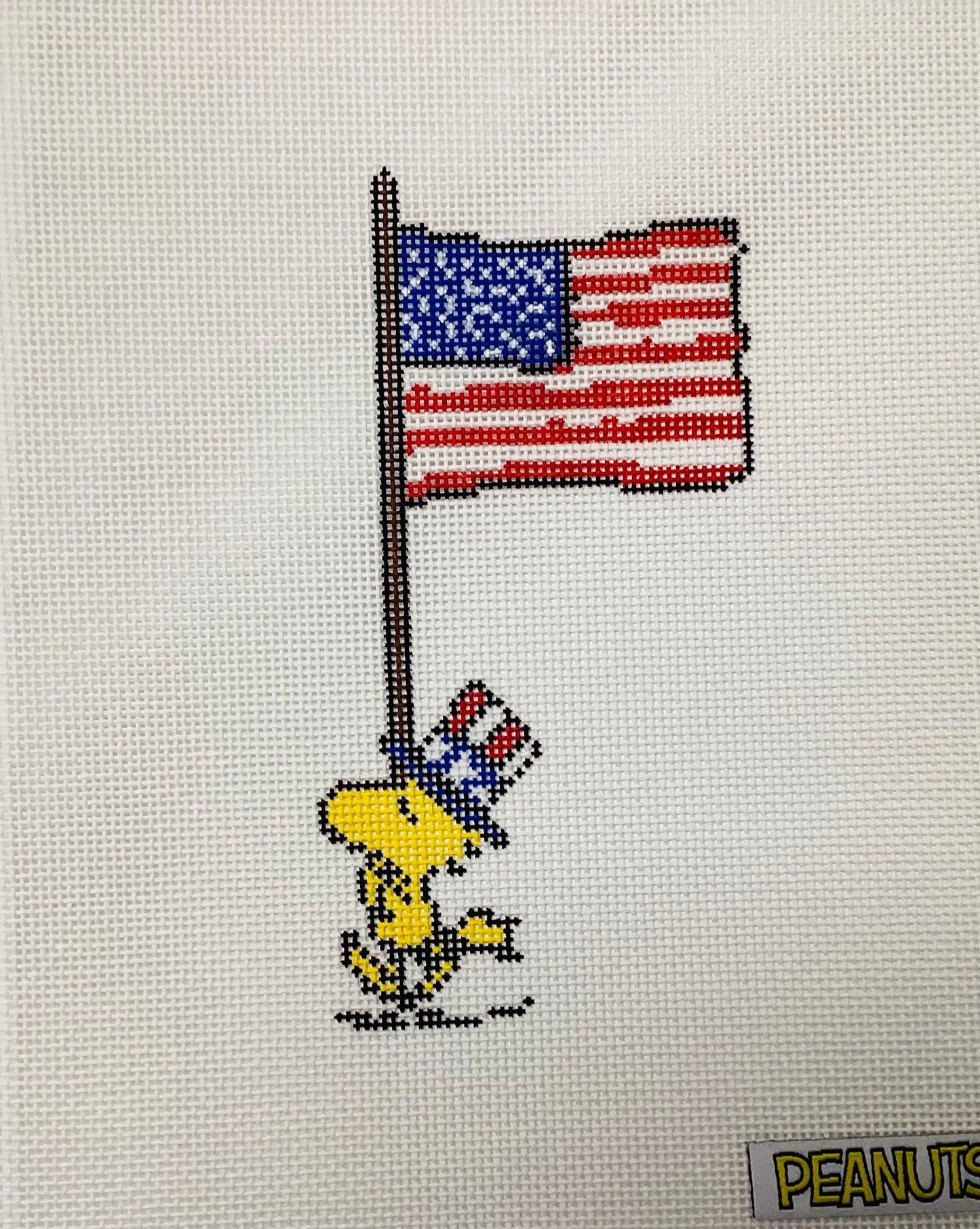 Peanuts Patriotic - Woodstock Marching with Flag Needlepoint Canvas