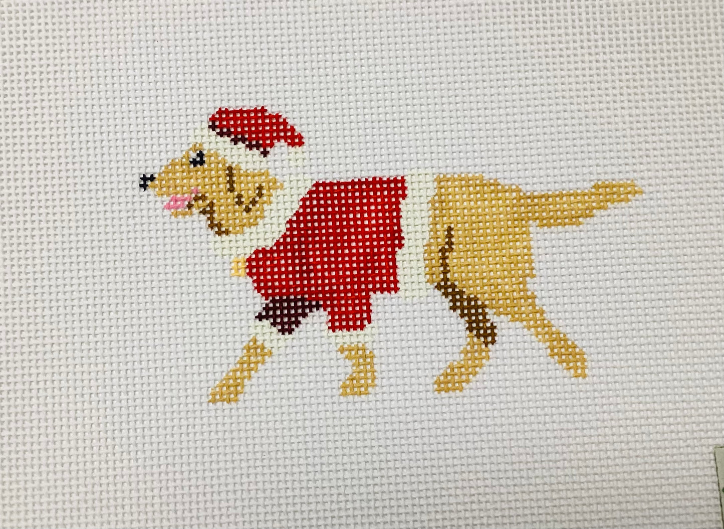 Santa Golden Retriever Needlepoint