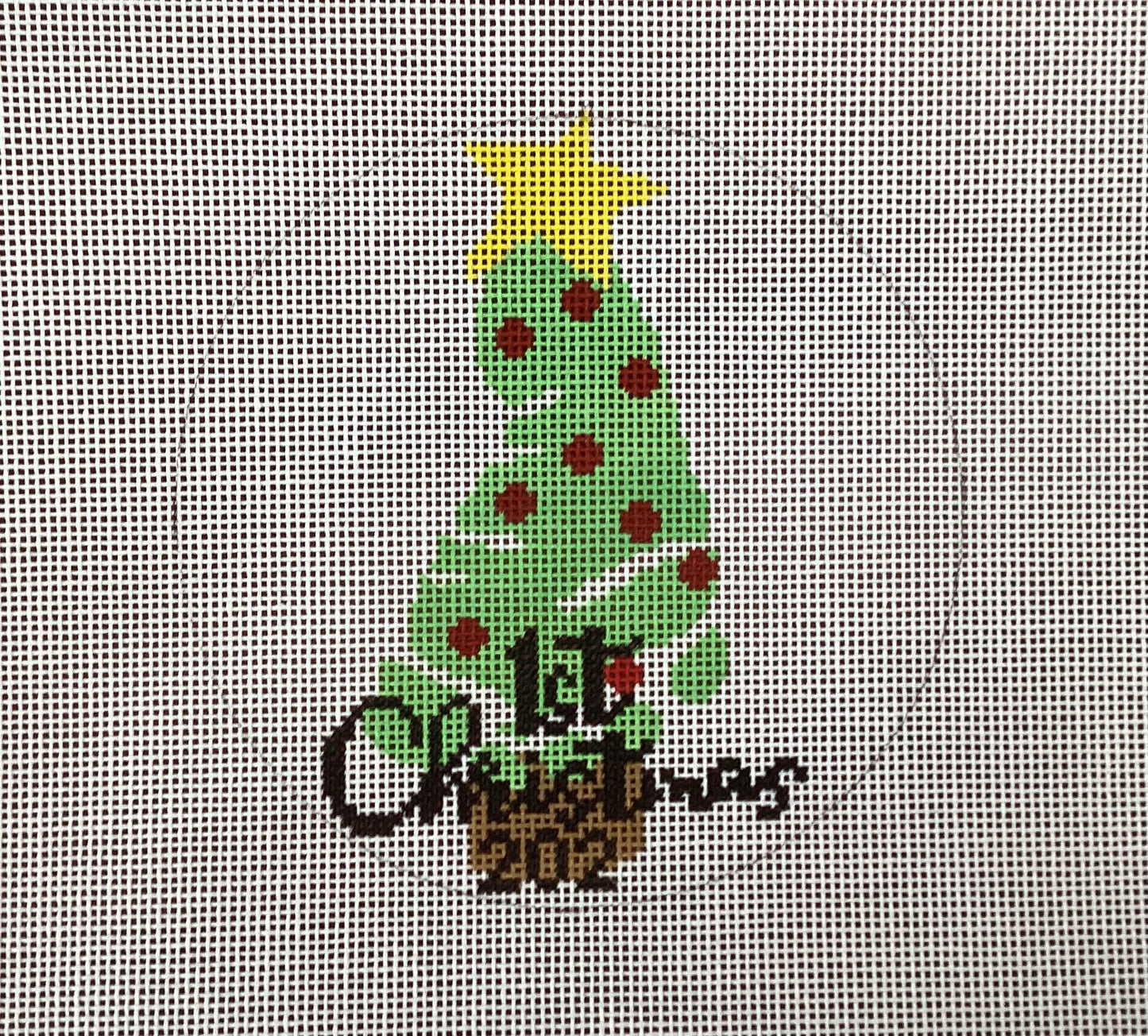 1st Christmas Footprint Tree Needlepoint Ornament