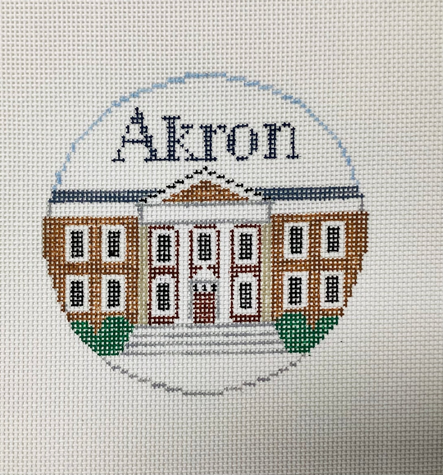 University of Akron Needlepoint Round