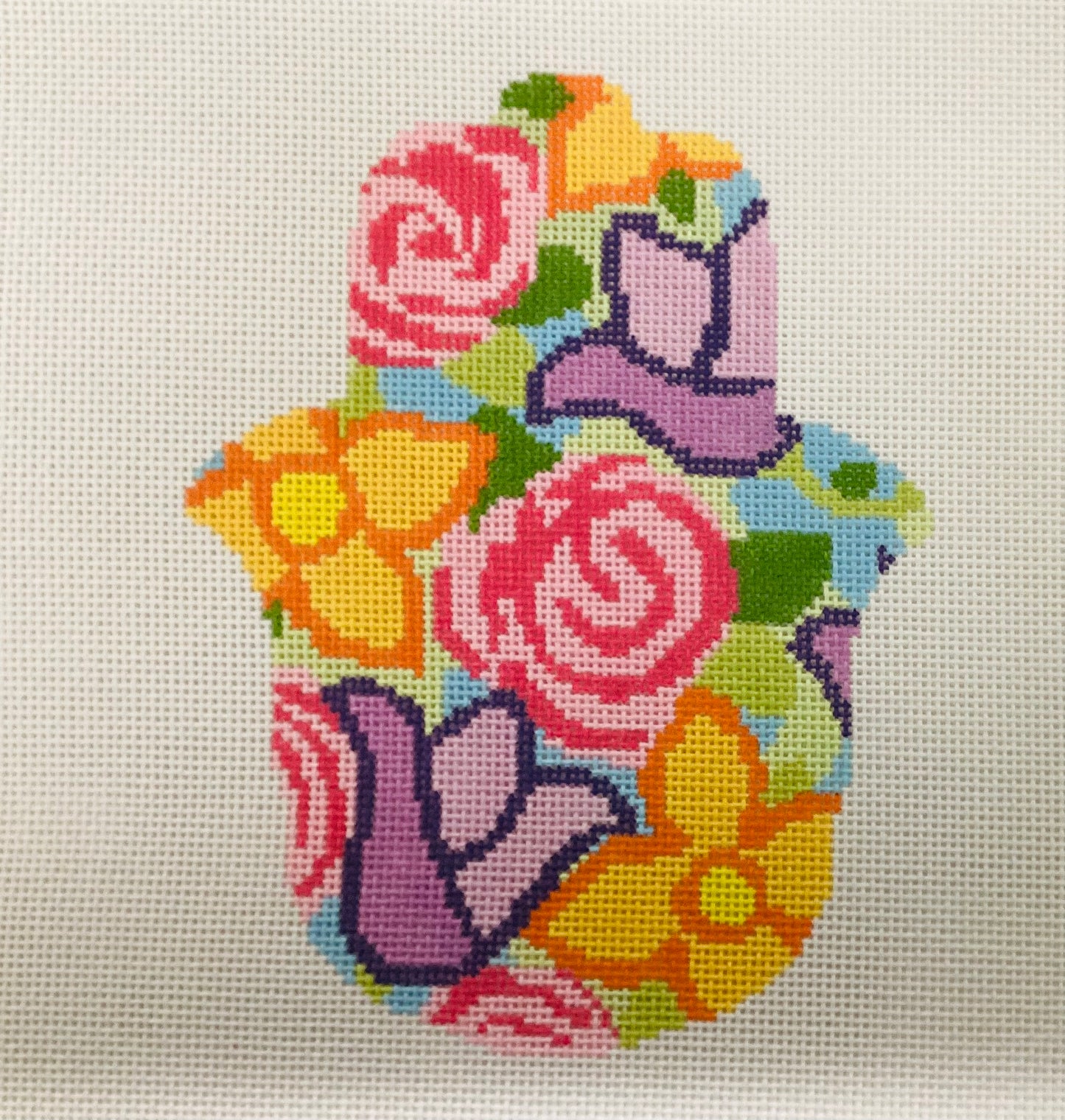 Garden Hamsa Needlepoint Canvas