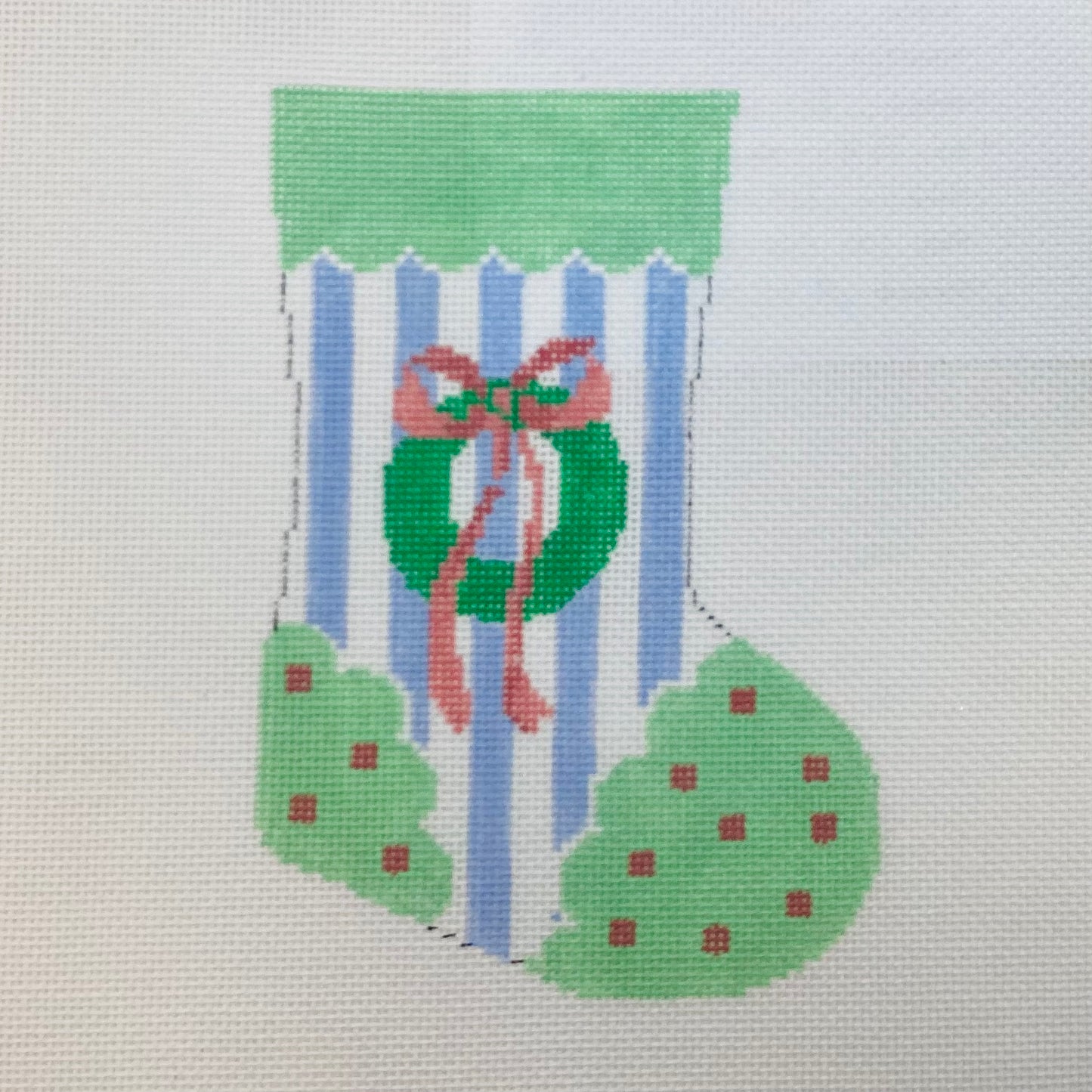 Christmas Wreath Mini-Stocking Needlepoint Canvas
