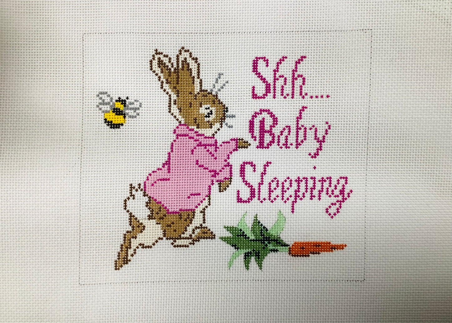 Peter Rabbit Baby Sleeping Pink Needlepoint Canvas