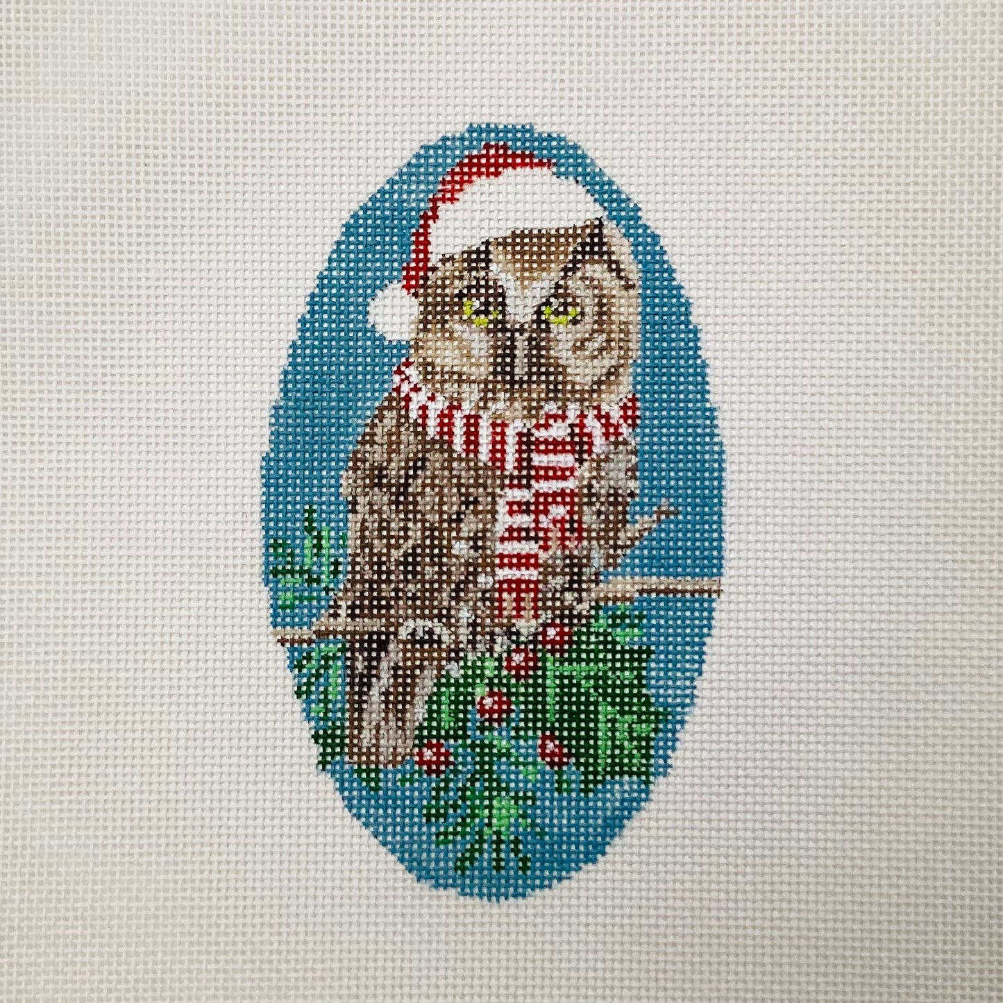 Christmas Owl Needlepoint Ornament