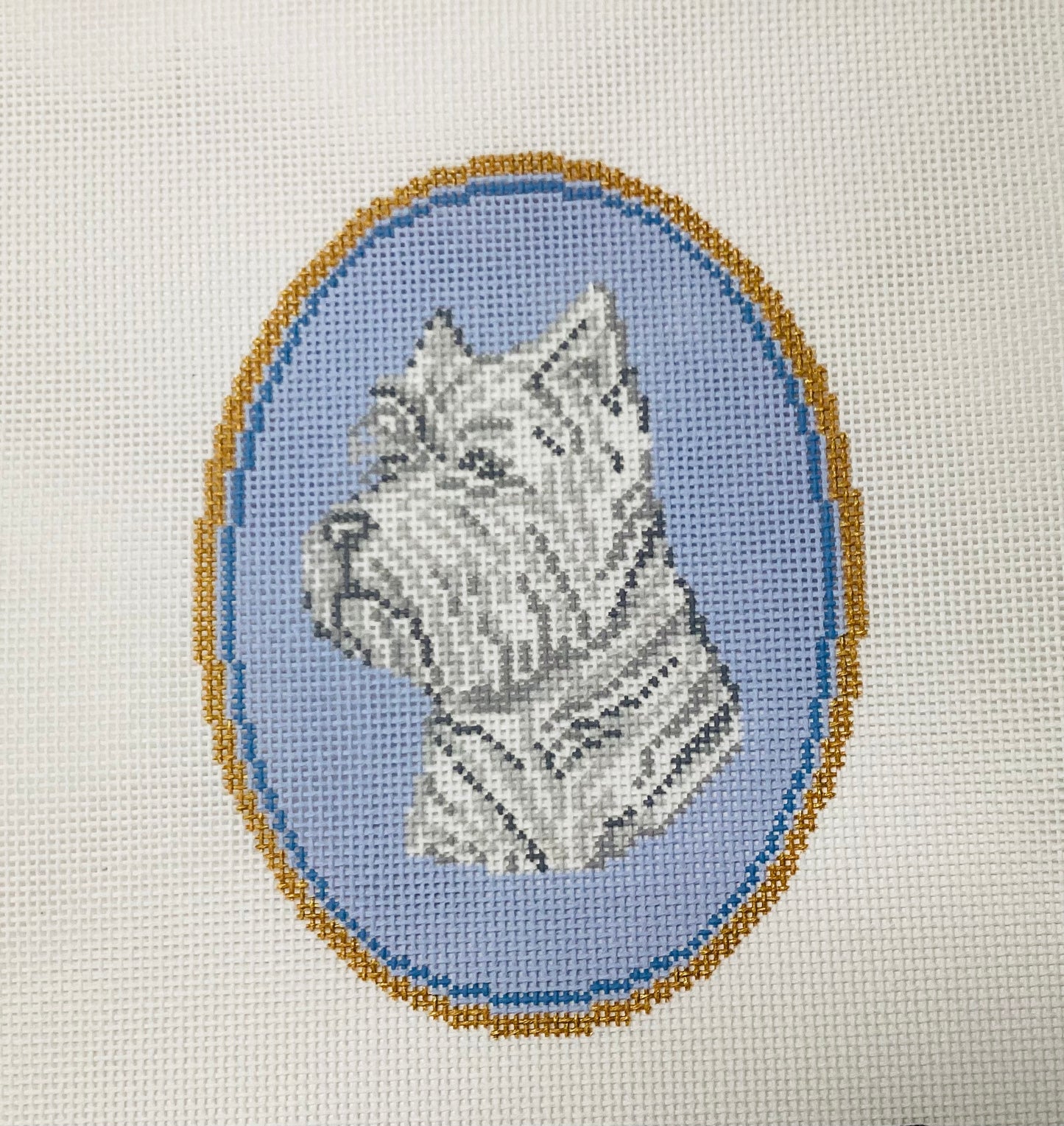 Westie Cameo Needlepoint Canvas