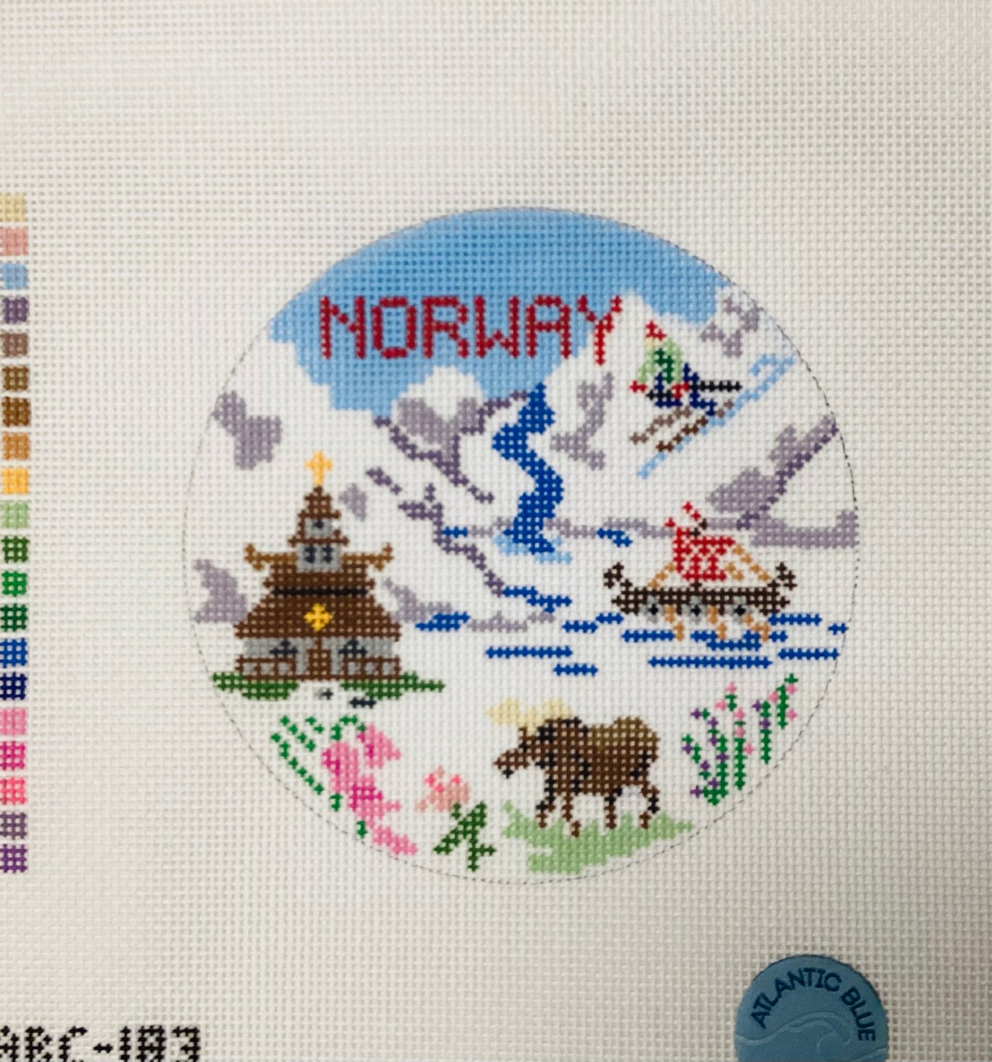 Norway Travel Round Needlepoint Canvas - ABC