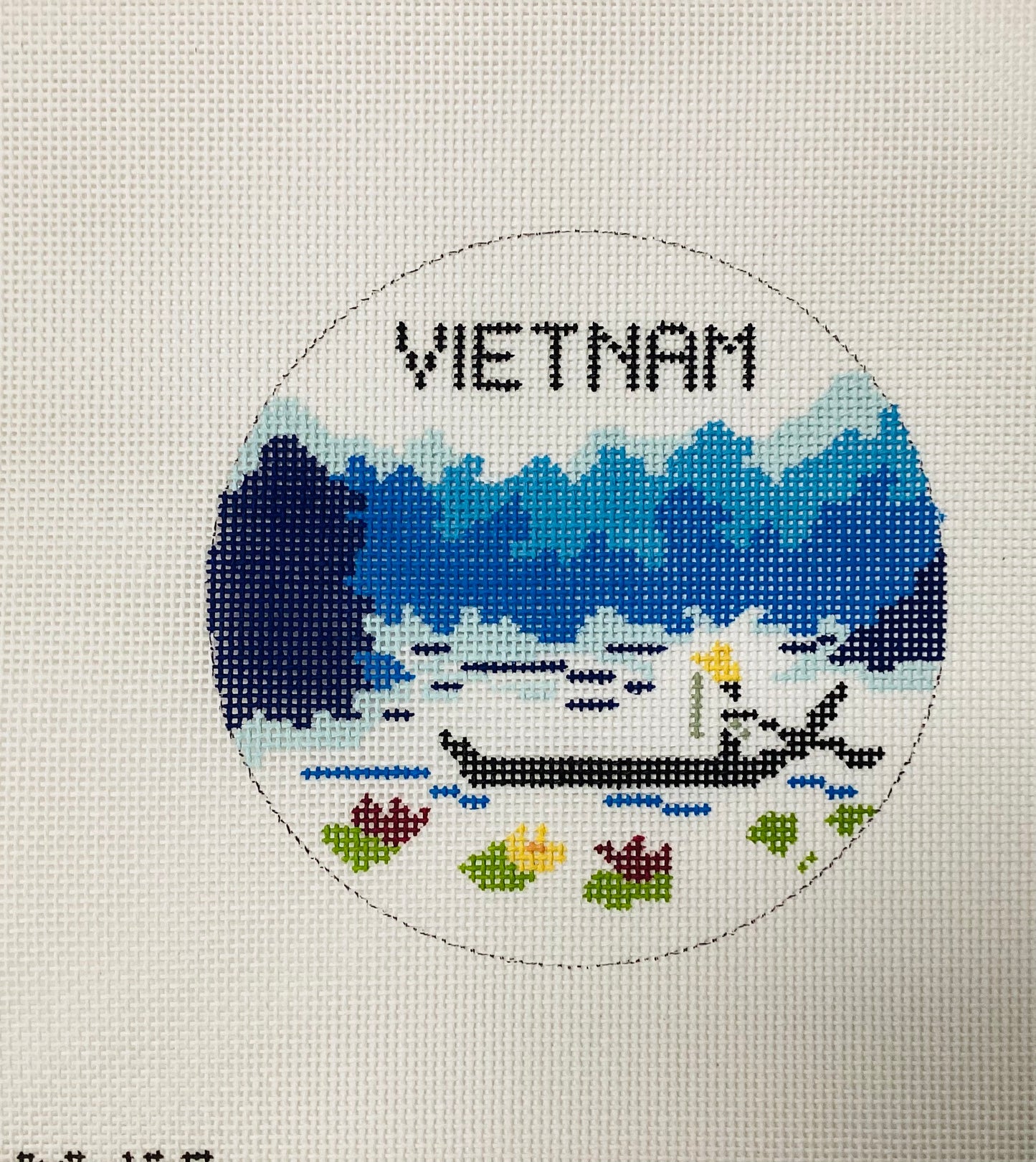 Vietnam Travel Round Needlepoint Canvas - ABC