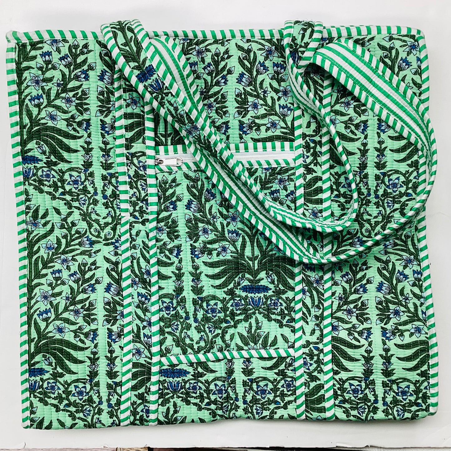 Large Cotton Quilted Tote Bag