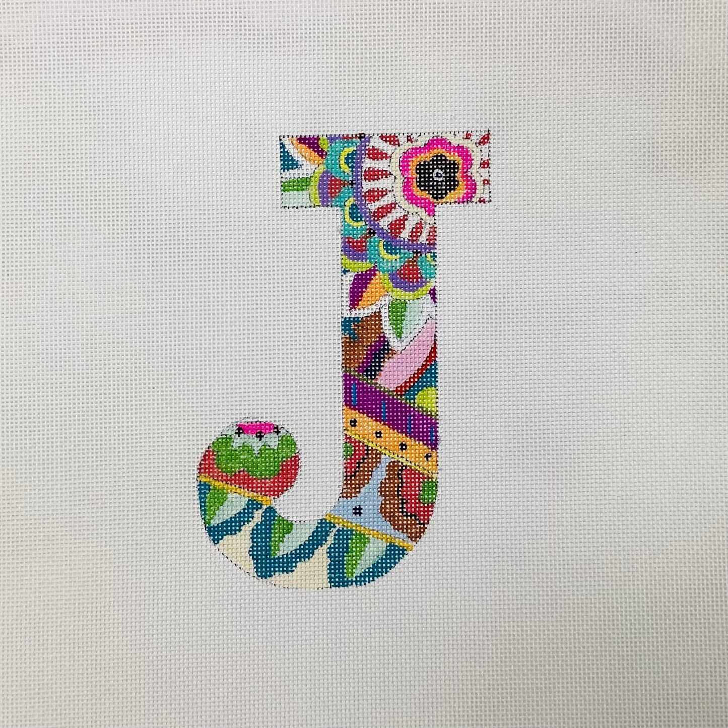 Colors of Praise 6" Letter - "J" Needlepoint Canvas
