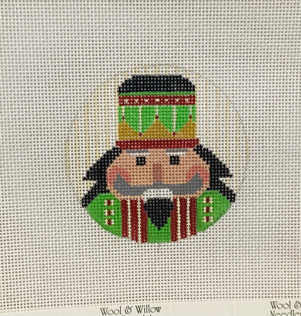 Green Nutcracker with Yellow Stripes Needlepoint Canvas