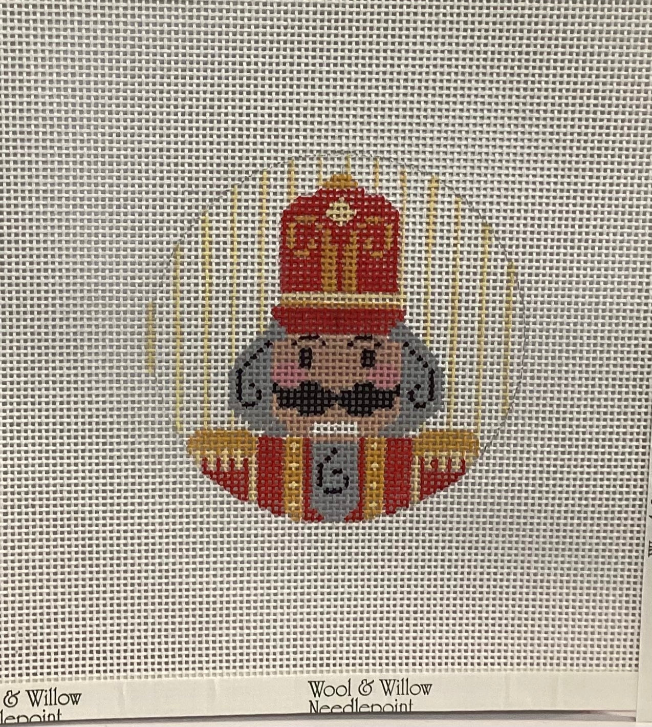 Red Nutcracker with Yellow Stripes Needlepoint Canvas