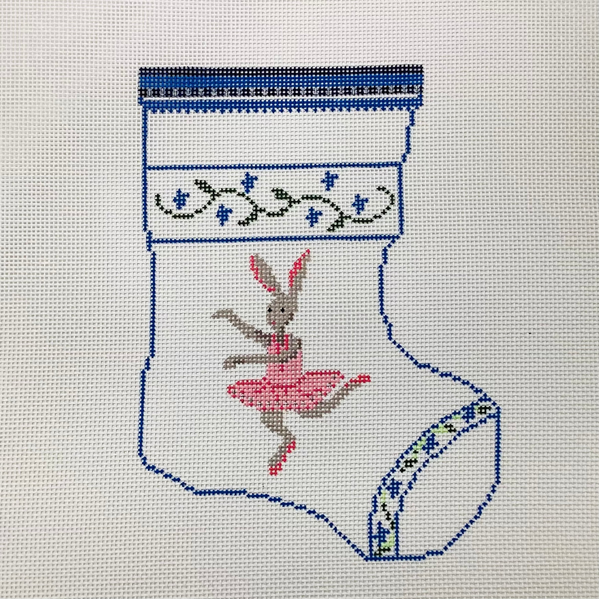 Dancing Bunny Needlepoint Mini Stocking