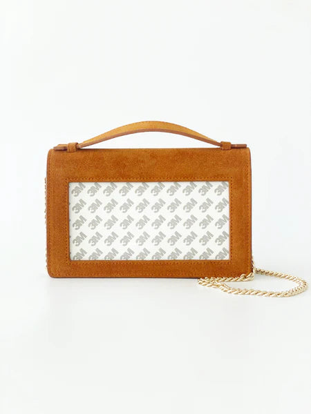 Everyday Clutch - Brown Suede with Gold Chain