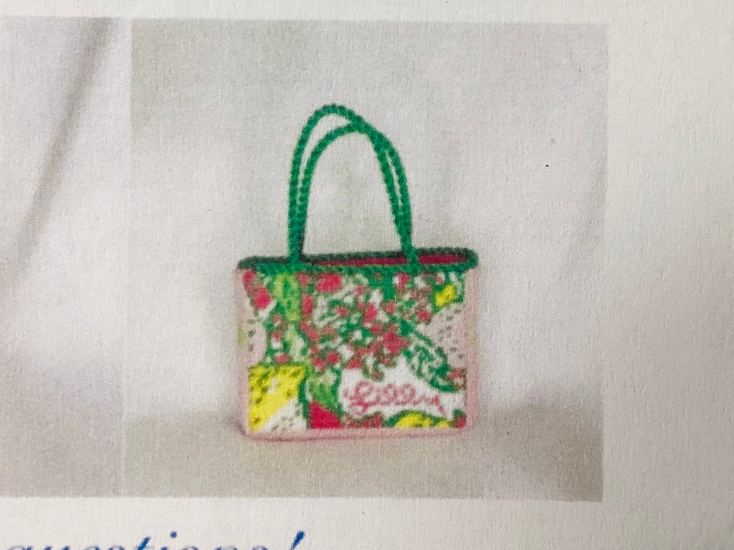 Mini Lilly Inspired Bag - Pink Needlepoint Canvas