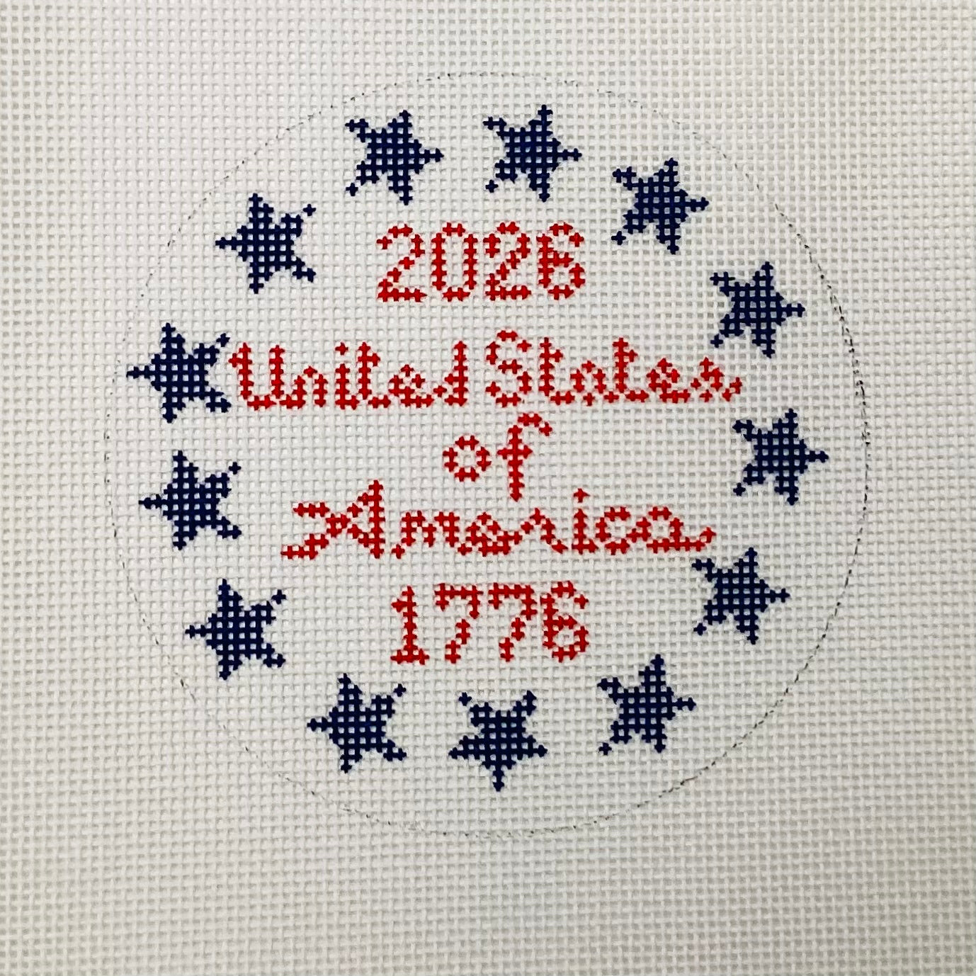 USA Stars Needlepoint Round