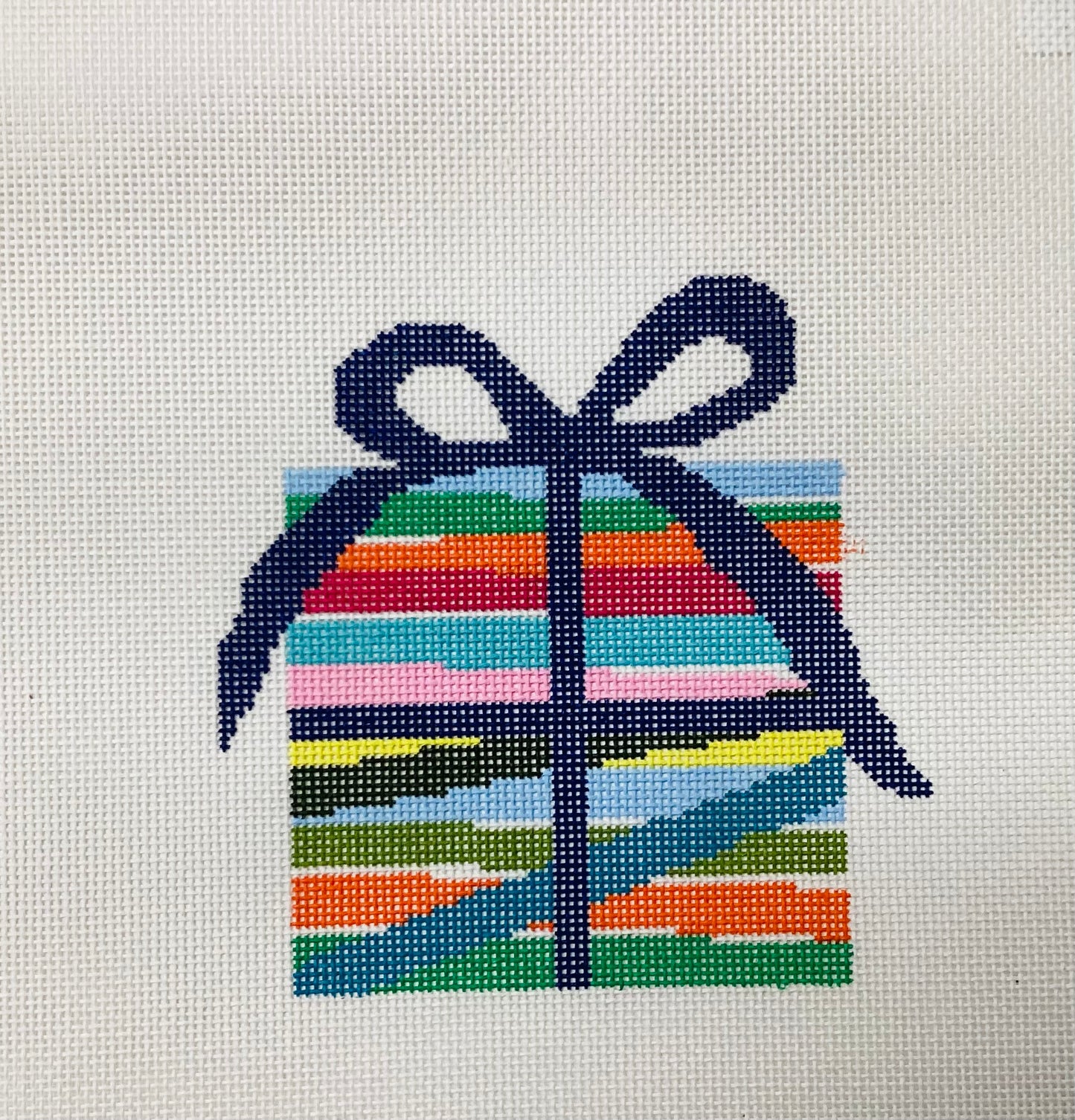 Stackable Collection Multi-colored Gift Box Needlepoint Canvas