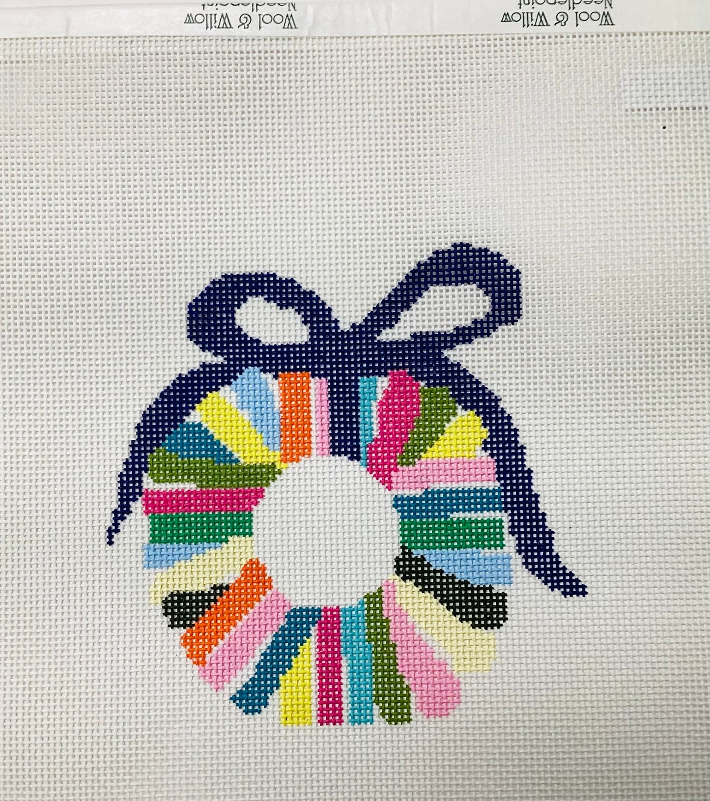 Stackable Collection Multi-colored Wreath Needlepoint Canvas