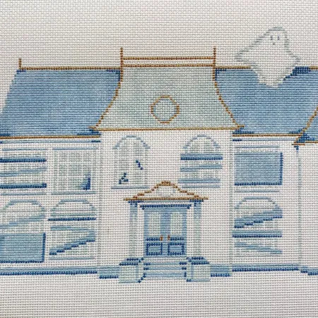 Blue House with Ghost