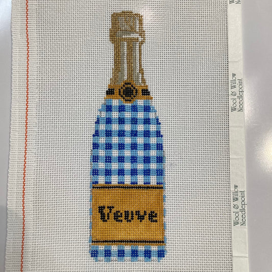 Veuve bottle- Blue and White Gingham