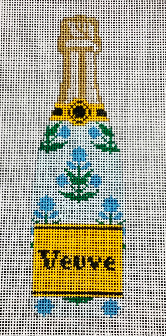Veuve bottle- Block Print Needlepoint Canvas